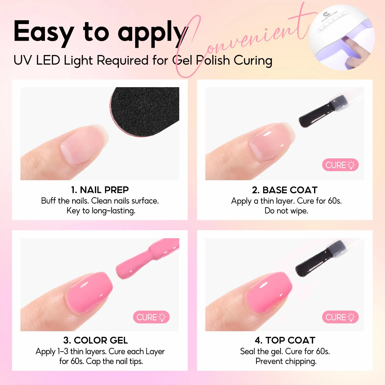 Zestaw żeli UV PEACECOLOR 35 kolorów baza top coat