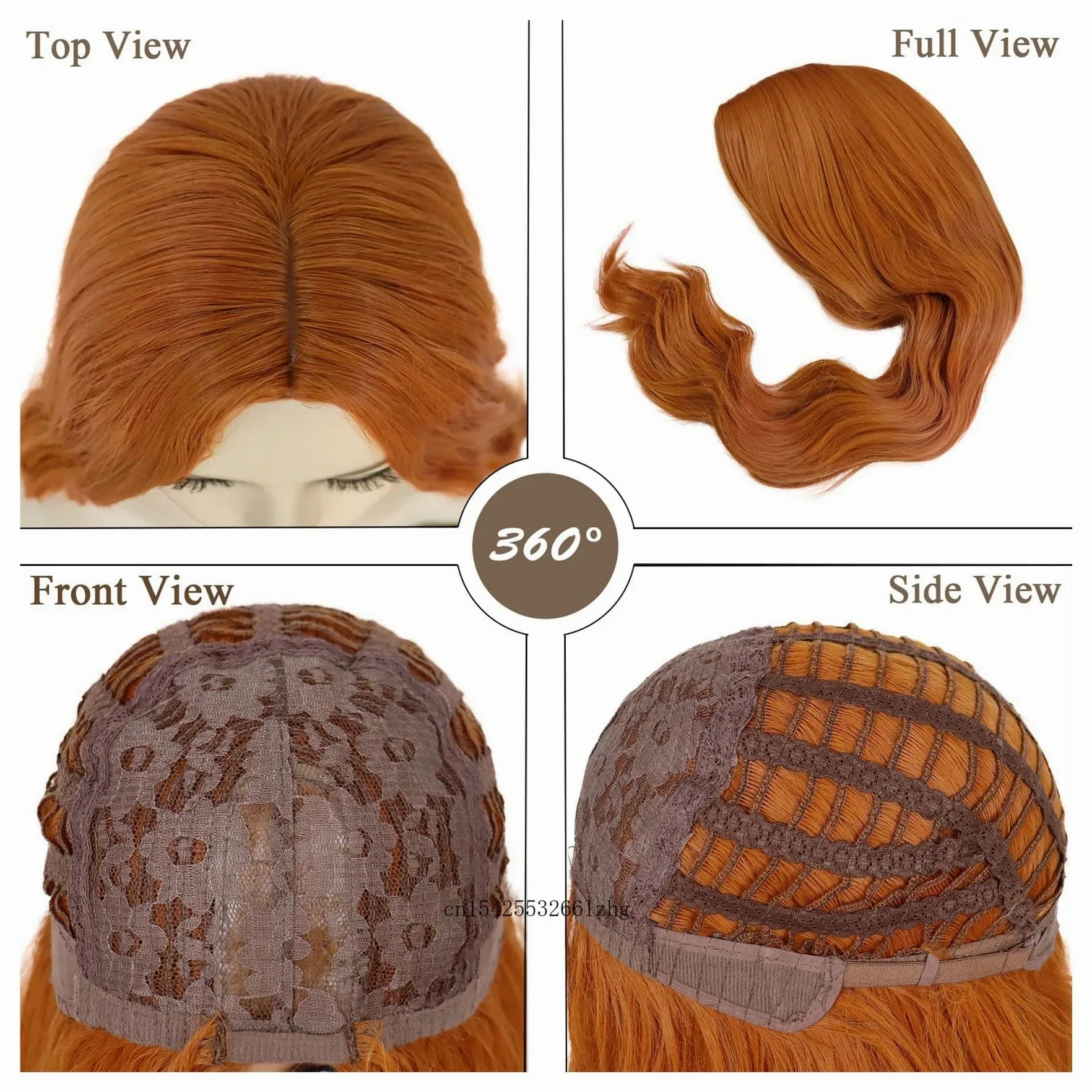 1pc pomarańczowe peruki do cosplay dla kobiet 26 cali długie kręcone peruka syntetyczna część środkowa imbir Drag Queen doczepy włosów(Auburn)