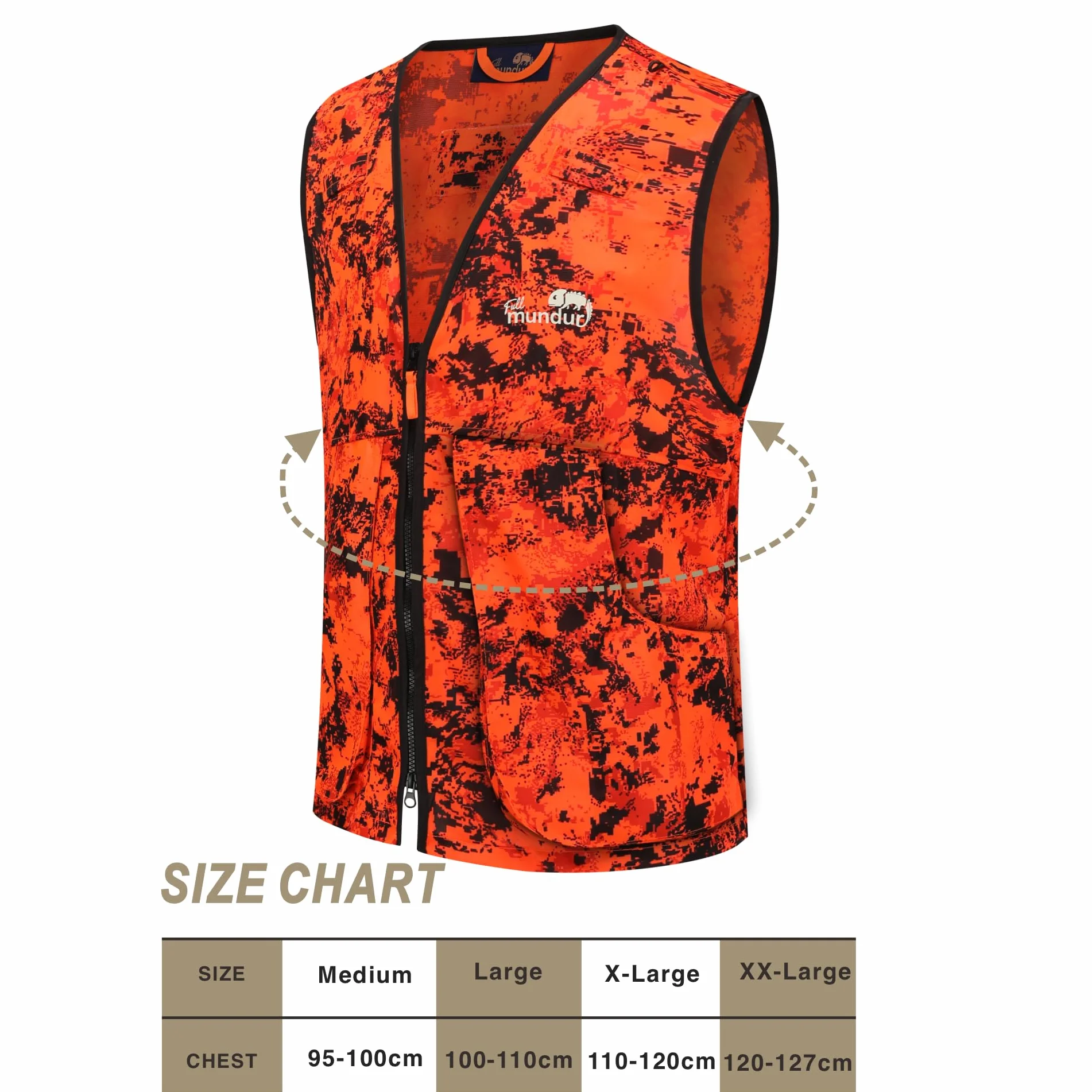 Blaze Camo Orange kamizelka myśliwska, na polowanie, lekka, z wieloma kieszeniami, dla dorosłych, uniseks
