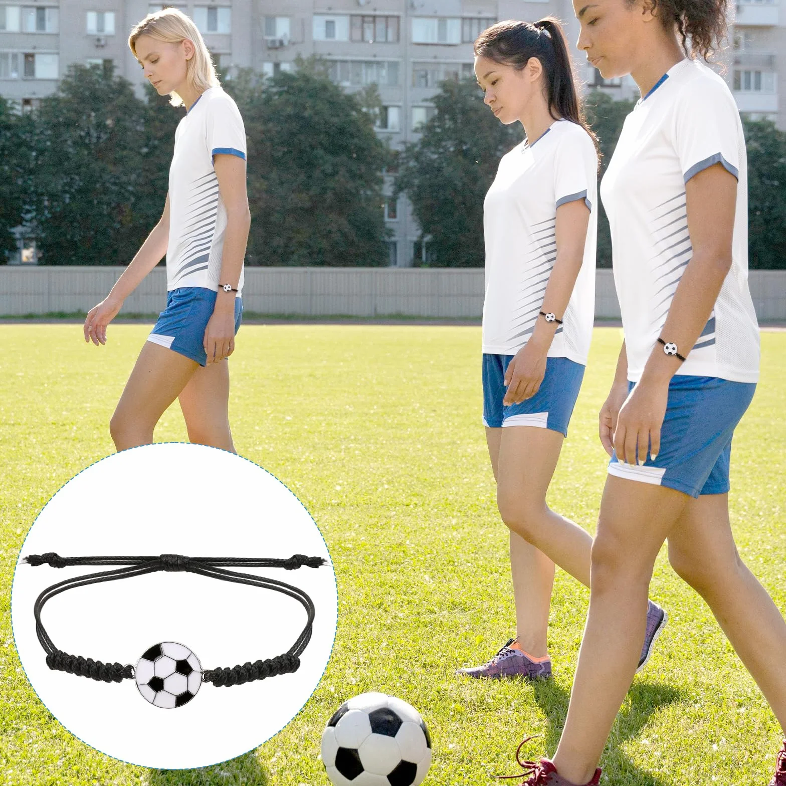 14 Sztuk Bransoletek Przyjaźni dla Chłopców - Piłkarska, Regulowana Sznurkowa, Sportowa, Tkana, Metalowa do Piłki Nożnej
