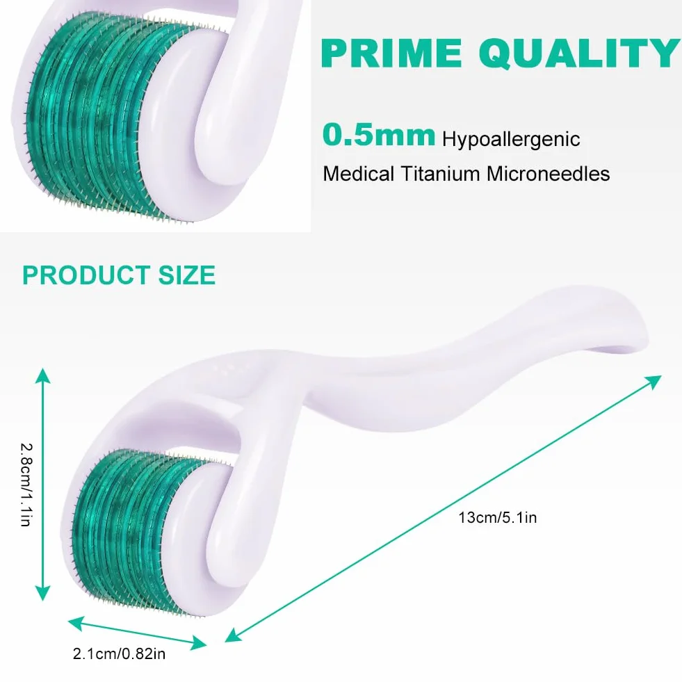 ACWOO Roller do brody 0,5 mm, Derma roller, Mikroigłowa rolka do brody, stymulująca wzrost, Derma roller do twarzy/ciała, Mikroigłowy pen do usuwania blizn, Mikroigłowa rolka do pielęgnacji skóry