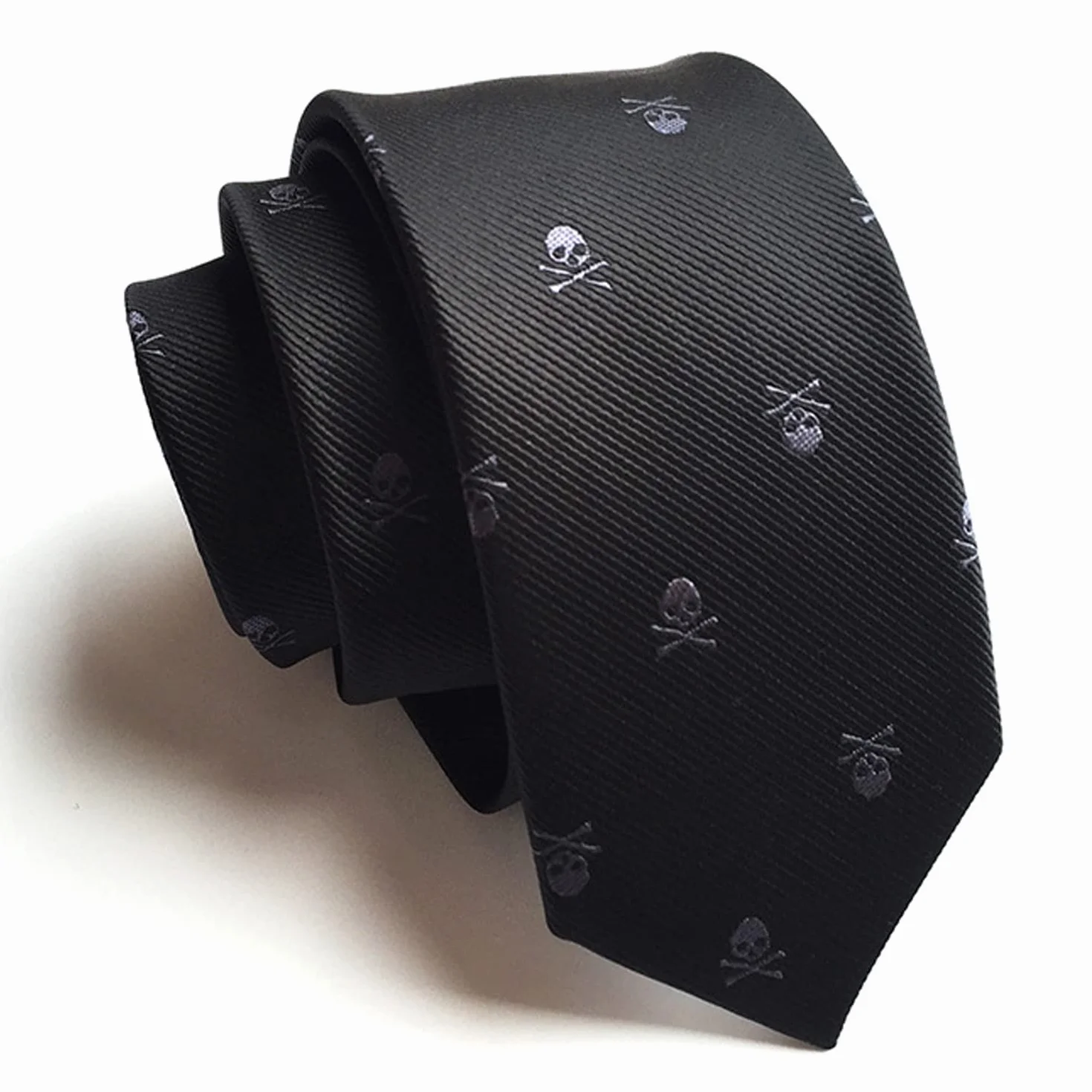 Wzór trupiej czaszki męski 6 cm krawat i wiązana muszka i chusteczka 3 w 1 zestaw Yuppie Trendmode Casual Cool, 3 w 1 - czarna i szara czaszka, jeden rozmiar