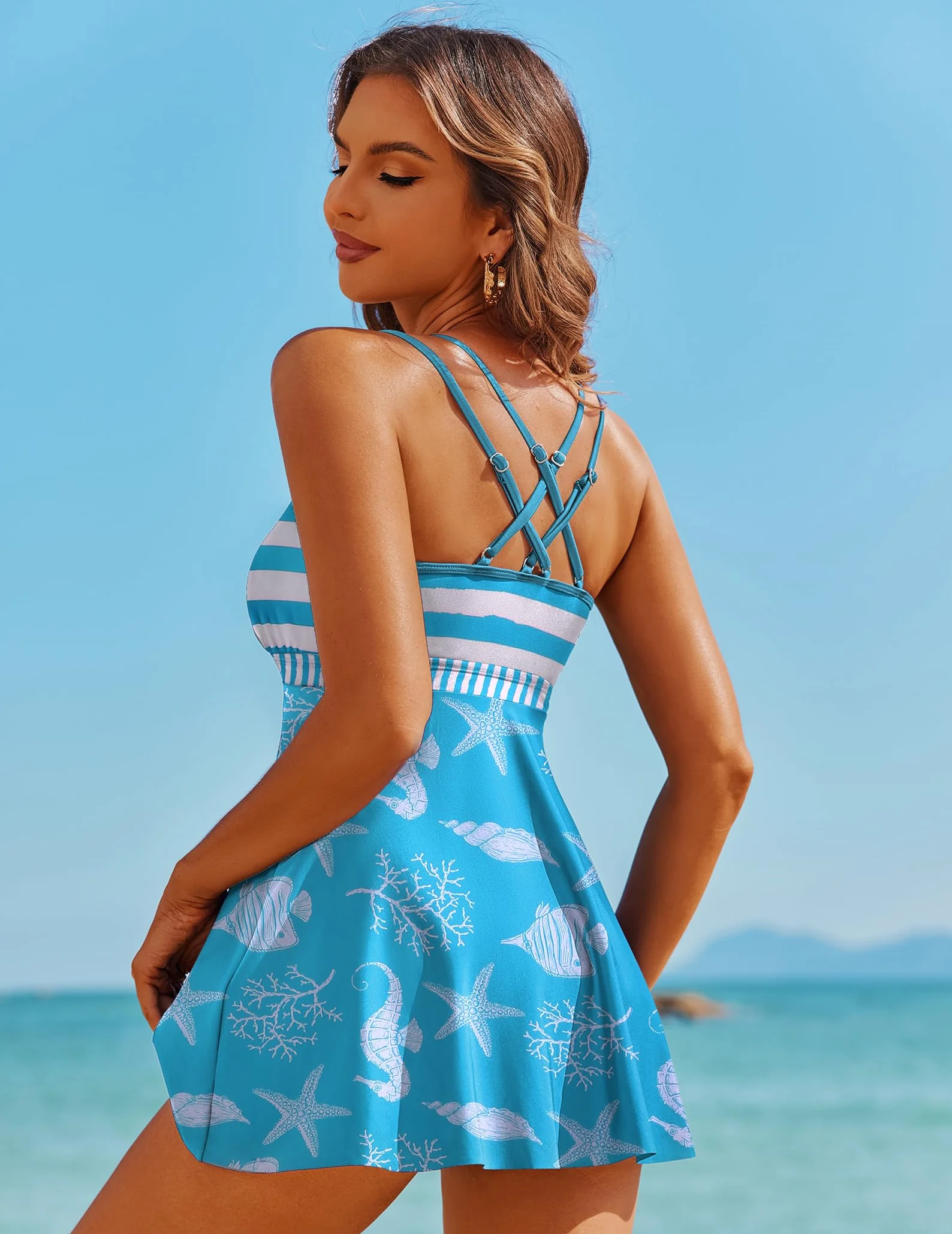 AI'MAGE Damski zestaw tankini, dwuczęściowy strój kąpielowy, strój kąpielowy, tankini, top i kąpielówki, S-XXL