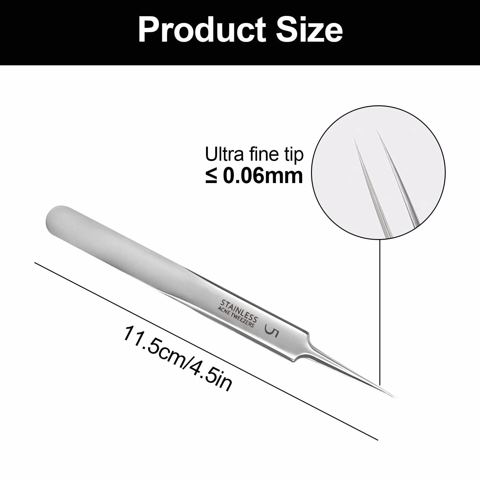 Extracteur Point Noir, Tire Comedons pour Le Visage, Brucelles, pour Points Noirs en Acier Inoxydable avec Boîte en Métal pour extracteur, boutons d'acné, taches ou retrait
