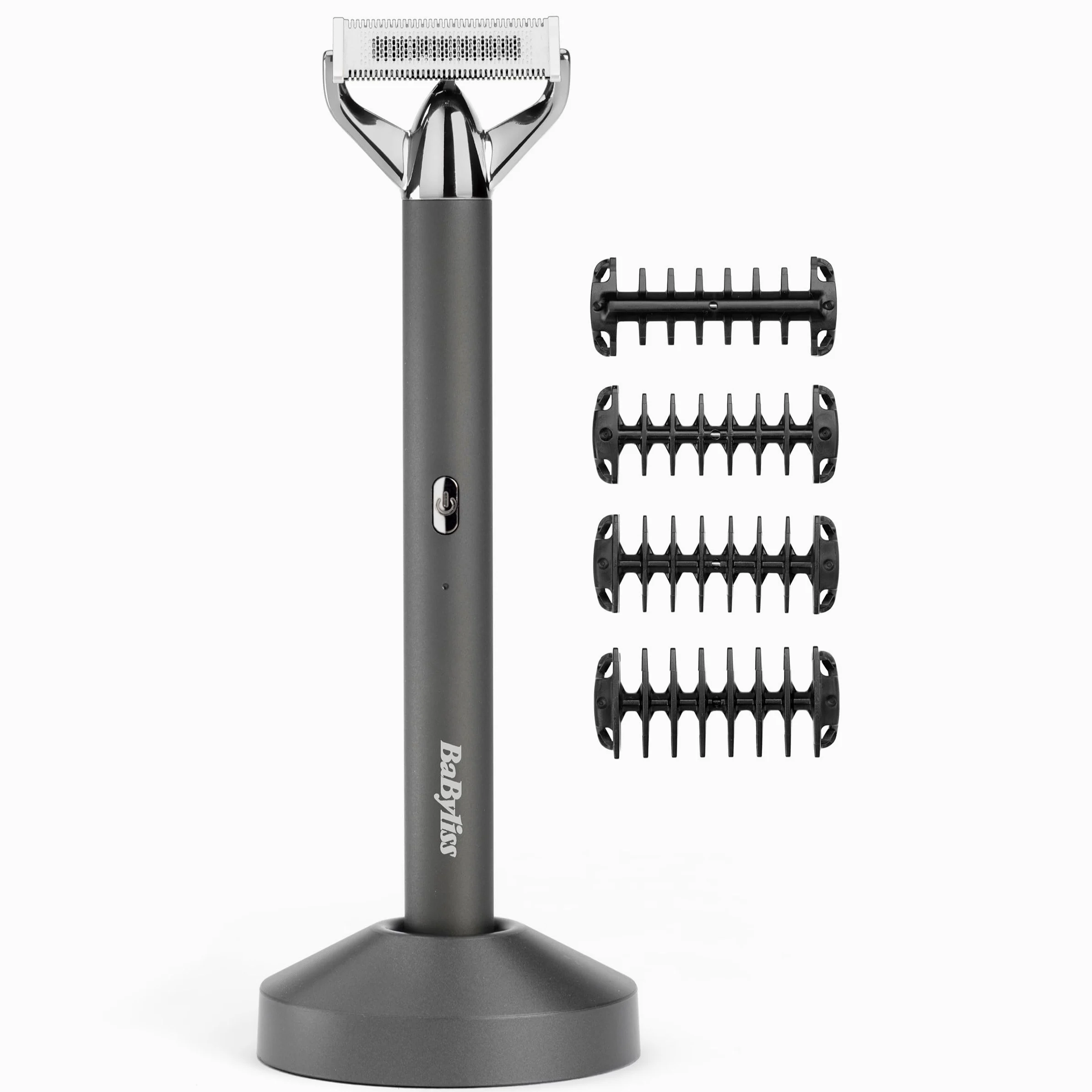 BaByliss X-Blade Trymer do Zarostu i Brody, Ultraostre ostrza, Głowica 50°, 4 nasadki 1-5 mm, Akumulator litowo-jonowy, Wodoodporny OT996E