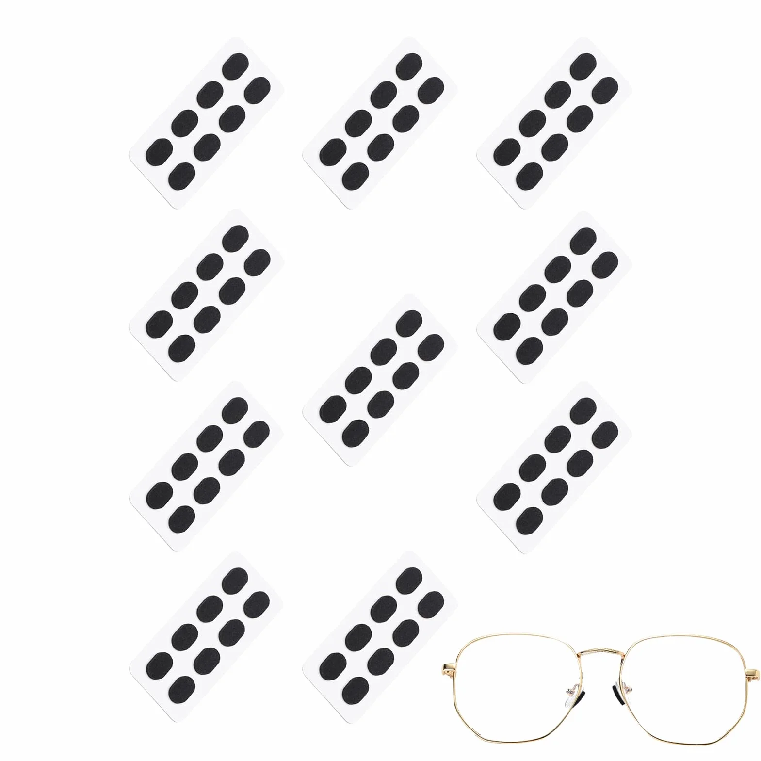 Eyeglass Nose Pads, Non Slip Grips, Soft Foam Stickers, 40 Pair Self Adhesive Set, Comfortable Glasses Support, For Work Makeup Sports Commuting Travel Use, 0.35x0.24x0.06 inches