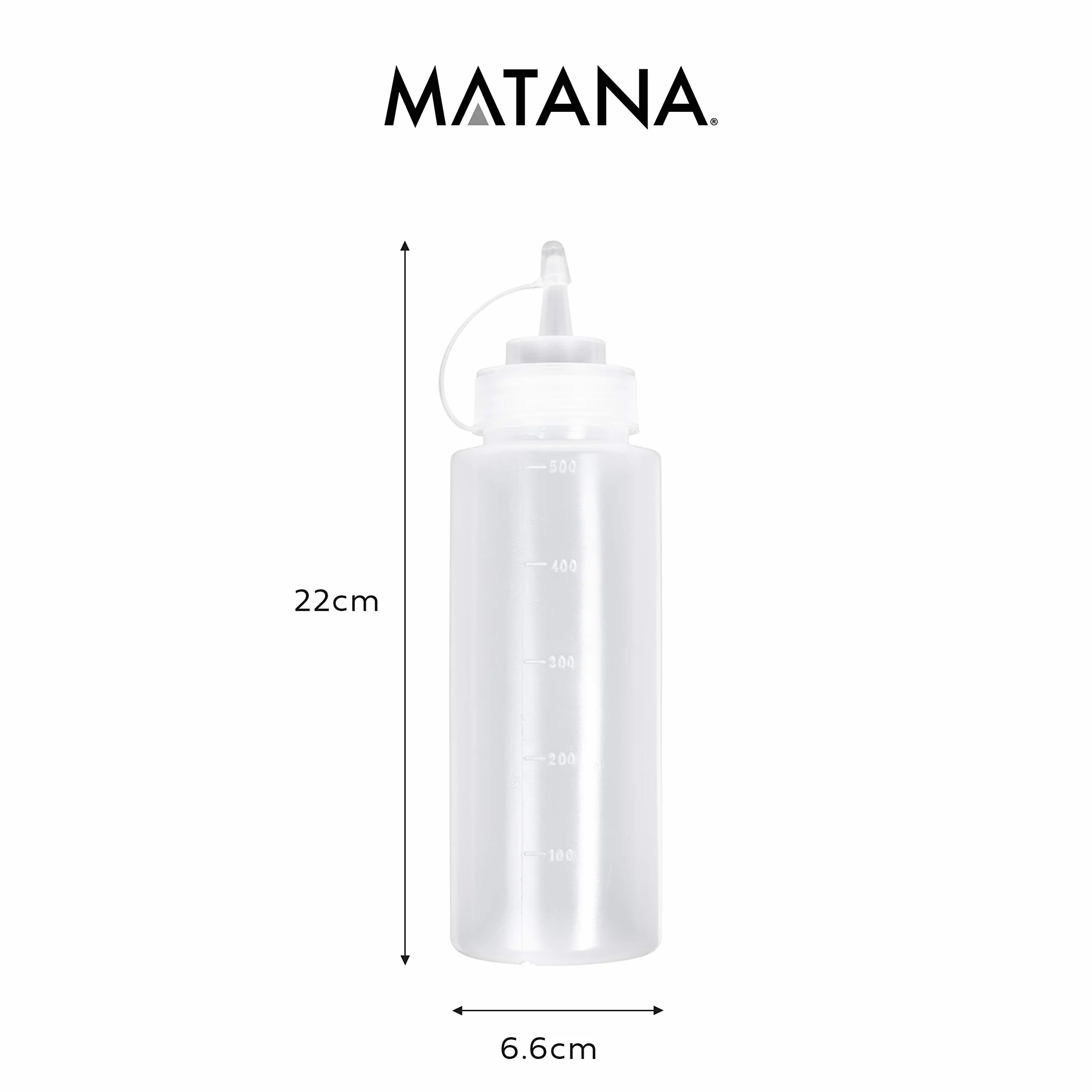 MATANA 8 dużych plastikowych butelek na sos z dyszami, 500 ml, przyprawy, sosy, keczup, sosy, musztarda, oliwa z oliwek, bez BPA, nadają się do mycia w zmywarce