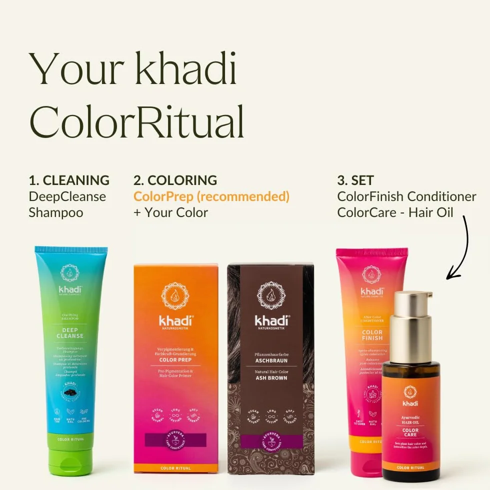 khadi POPIELATY BRĄZ roślinna farba do włosów, koloryzuje włosy na popielaty, chłodny ciemny brąz, 100% roślinna, naturalna i wegańska, certyfikowany kosmetyk naturalny, 100g