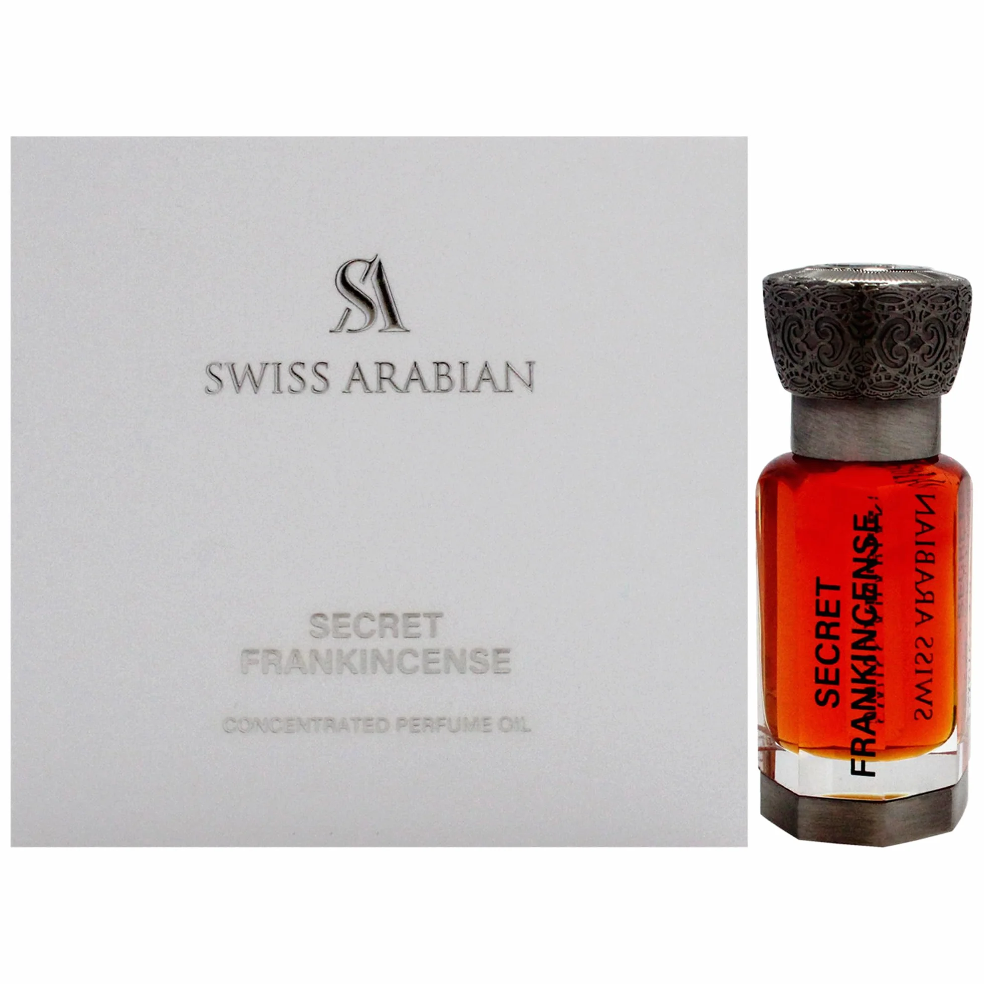 Swiss Arabian Secret Frankincense skoncentrowany olejek zapachowy, uniseks, 12 ml, majestatyczne kadzidło z różą, jaśminem i oudem – ponadczasowa złota aura