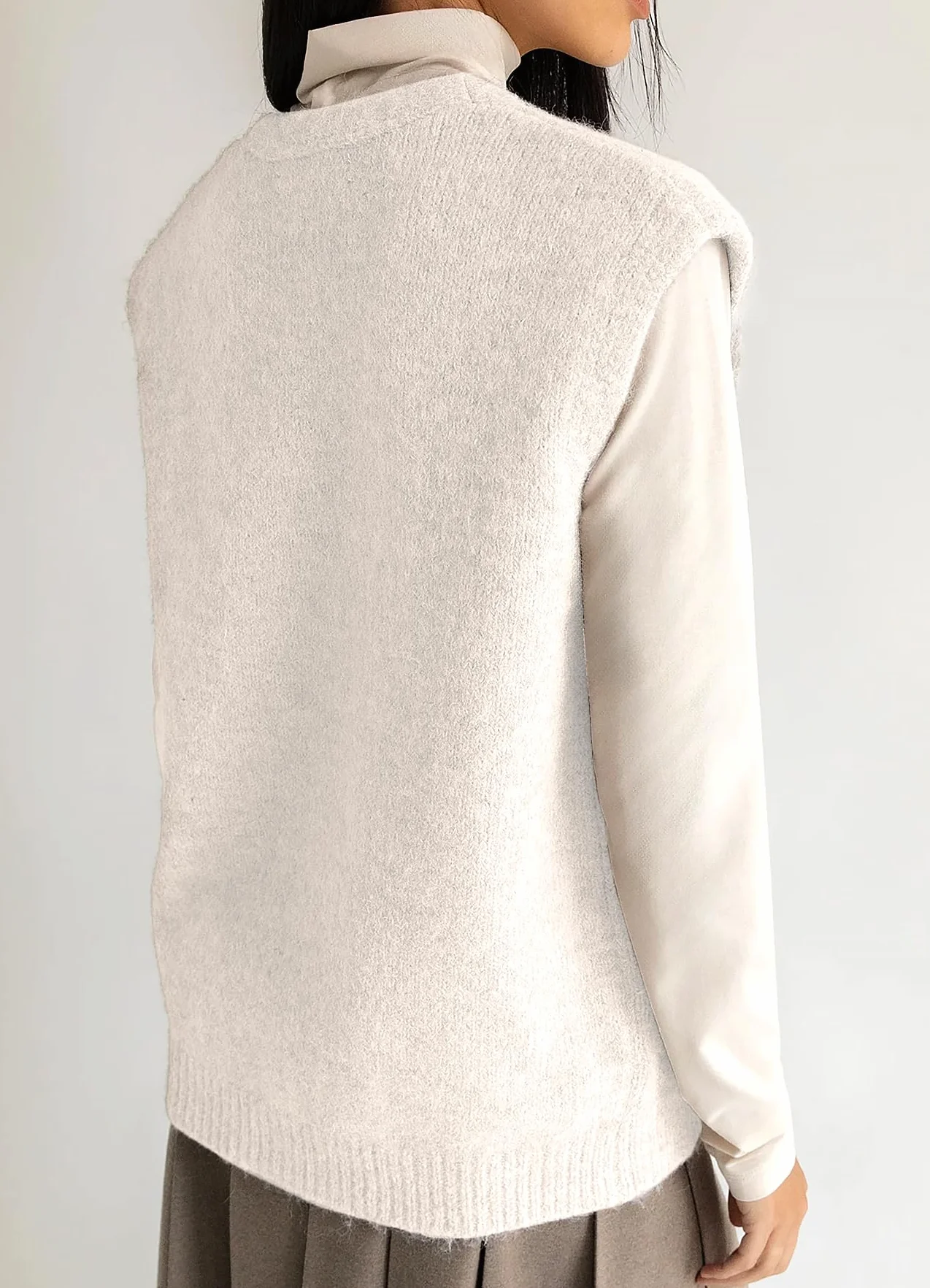 TZLDN Sweter damski z kieszeniami, bez rękawów, elegancka kamizelka z guzikami, dzianina, dekolt w serek, luźna, luźna, z dzianiny, sweter, kurtka jesienna