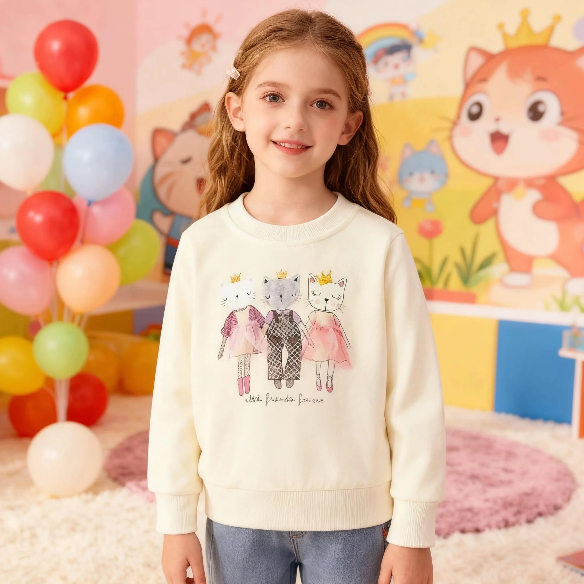 Bluza z jednorożcem dla dziewczynek z bawełny dla dziewczynek z długim rękawem dla dziewczynek jesień zima bluza bez kaptura bluza dziewczęca 2-7 lat