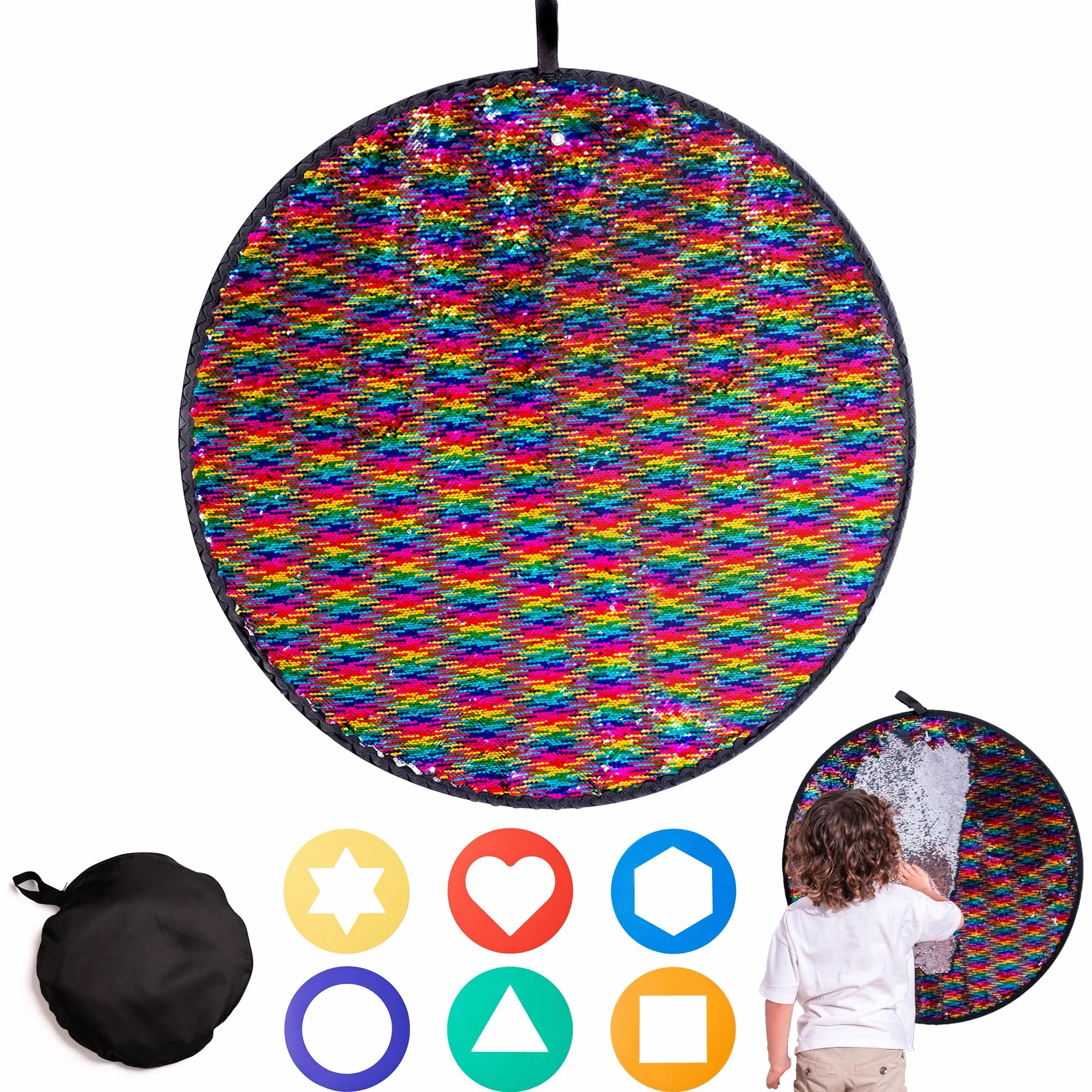 Ściana sensoryczna z tkaniny cekinowej | Must-have do pokoju sensorycznego | Ściana z cekinami | Ściana sensoryczna do klasy | Odwracalna tkanina cekinowa