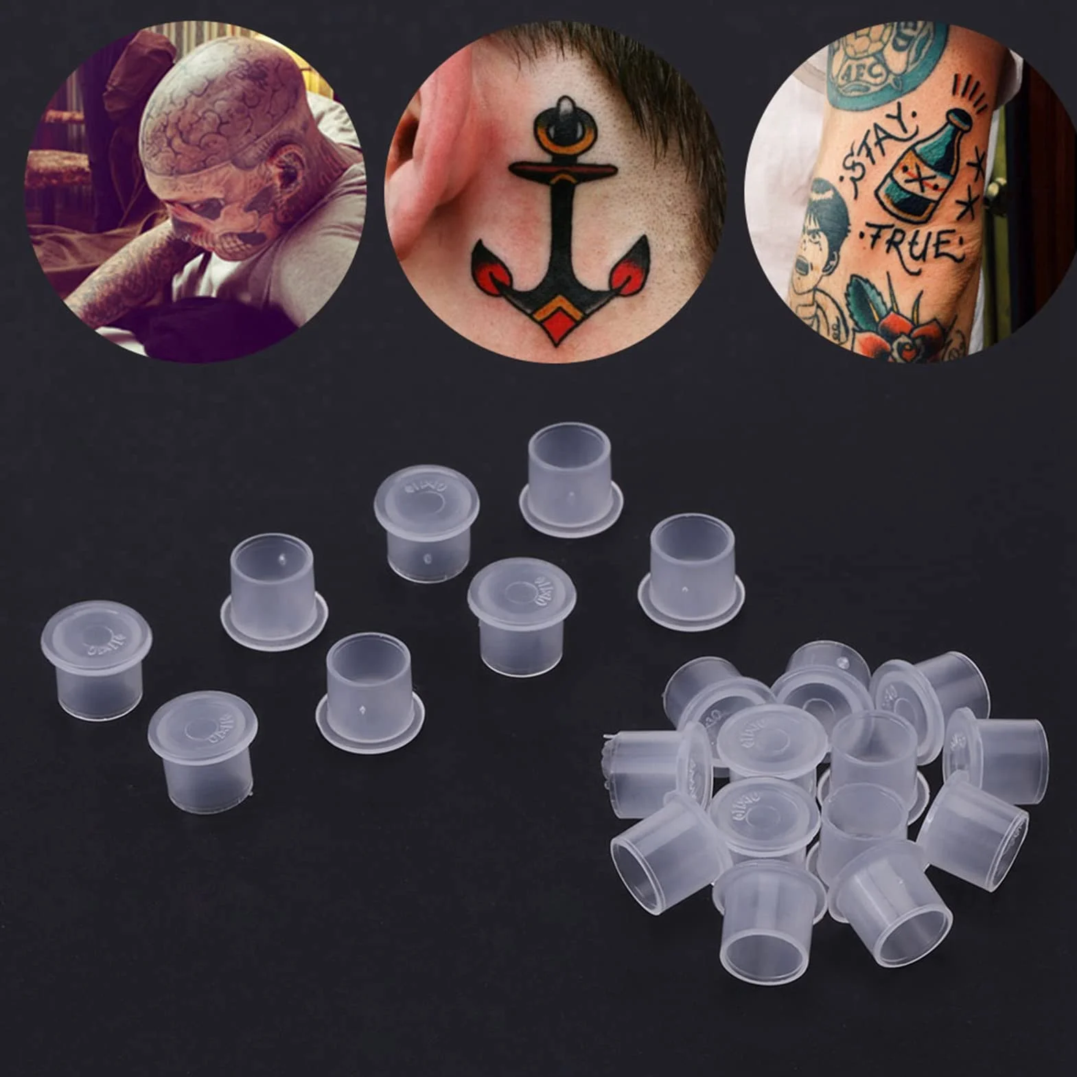 1000 sztuk tatuaż nasadka tatuaż kolorowe czapki kubki tusz do tatuażu czapka kubek atrament pigmentowy pojemnik na tusz pojemnik na tusz do tatuażu brwi Nail Art zestaw kosmetyków 11m