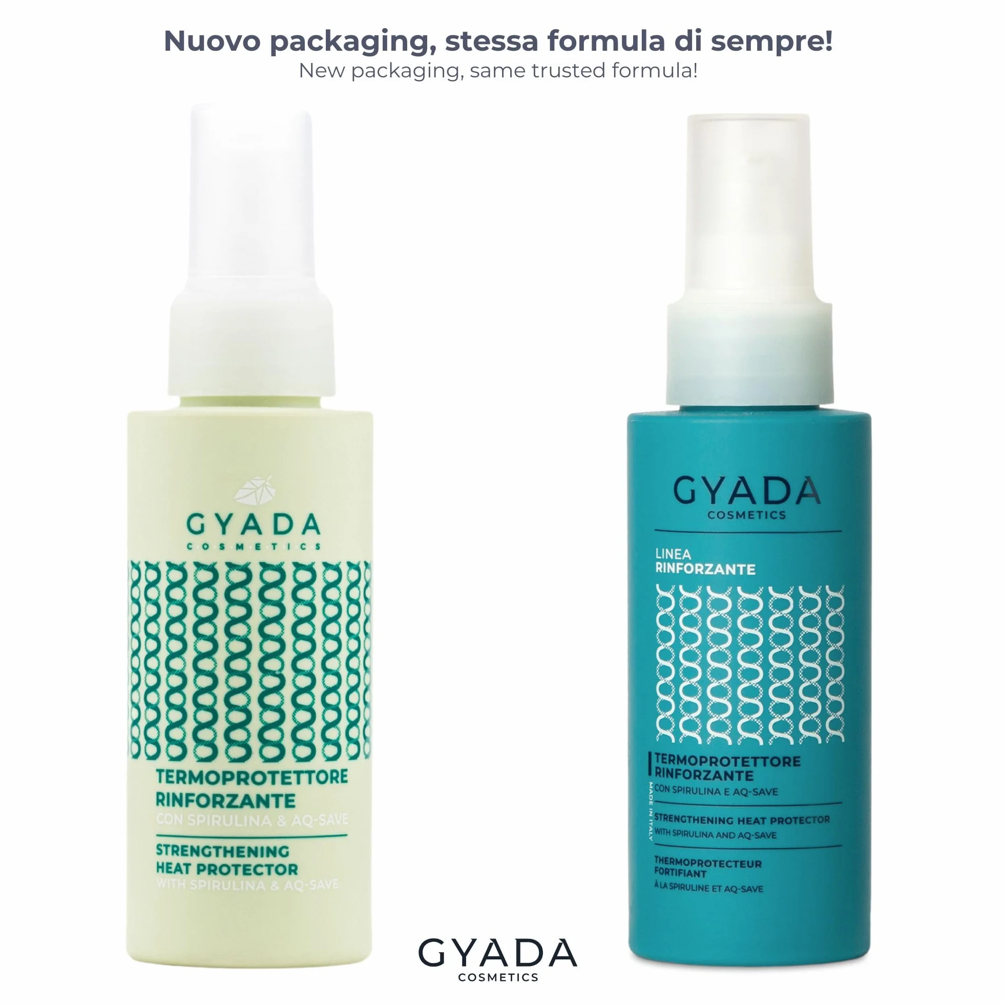 GYADA COSMETICS, Termoprotektor wzmacniający ze spiruliną i AQ-SAVE, termoprotektor do włosów o działaniu regenerującym, do włosów nawilżonych, bez nge i bez ważenia, 100 ml