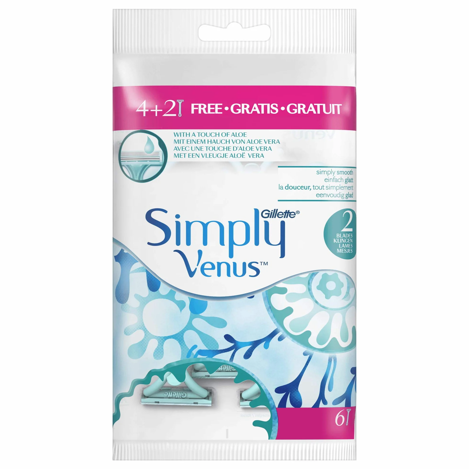 Gillette Simply Venus jednorazowa golarka damska, 12 golarek z podwójnym ostrzem (2 x 6)