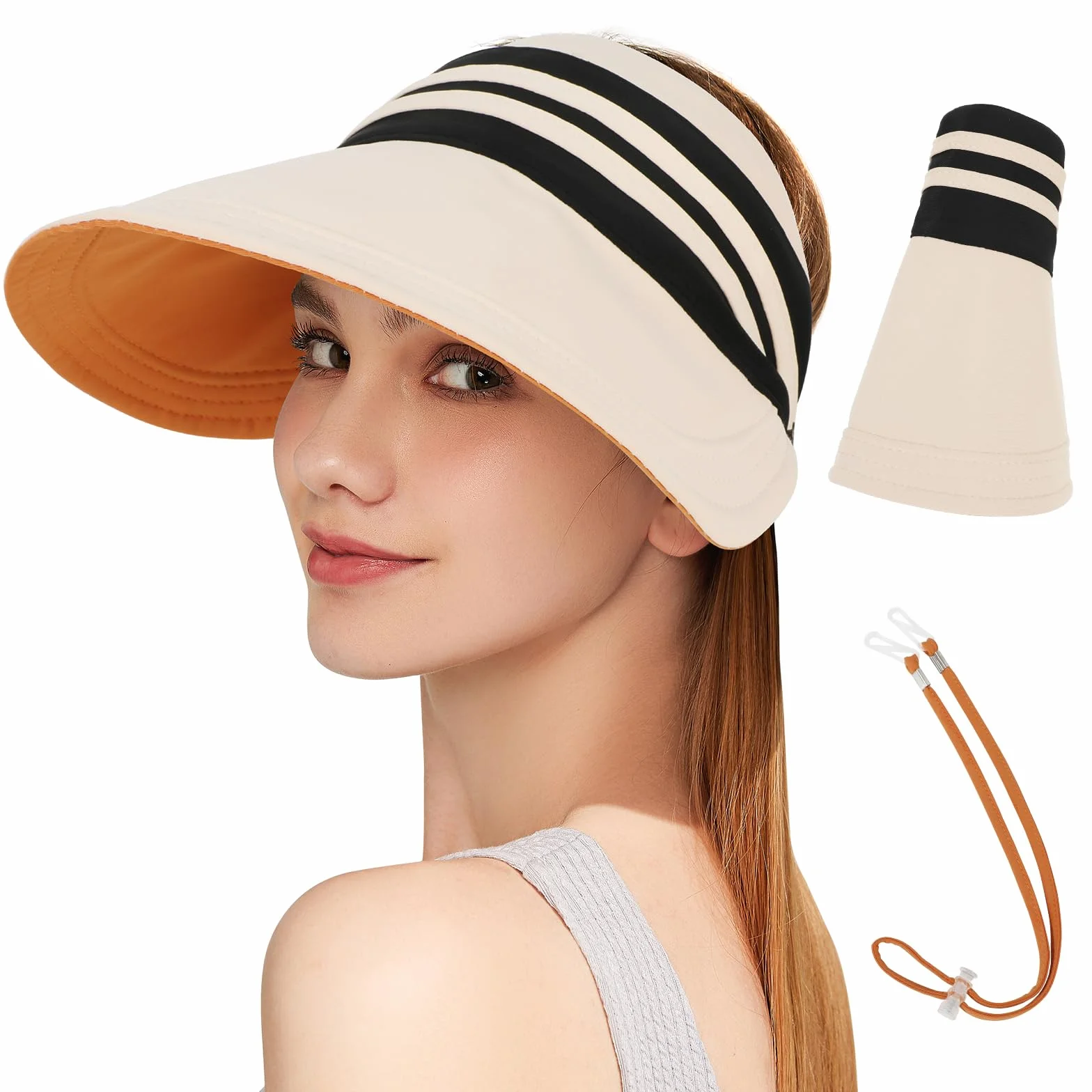 TAGVO Sun Visor kapelusz chroniący przed promieniowaniem UV dla kobiet, kapelusz przeciwsłoneczny, szybkoschnący i oddychający, kapelusz ogrodowy, kapelusz turystyczny, kapelusz plażowy, dwustronny