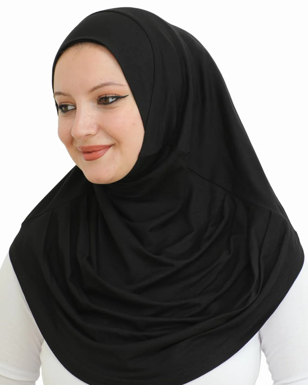 Prien Zwykły gotowy do noszenia hidżab dla kobiet, muzułmańskie turbany, miękki szalik z dżerseju, ubrania islamskie, długie hidżaby, Abaya, Czarny, Standard