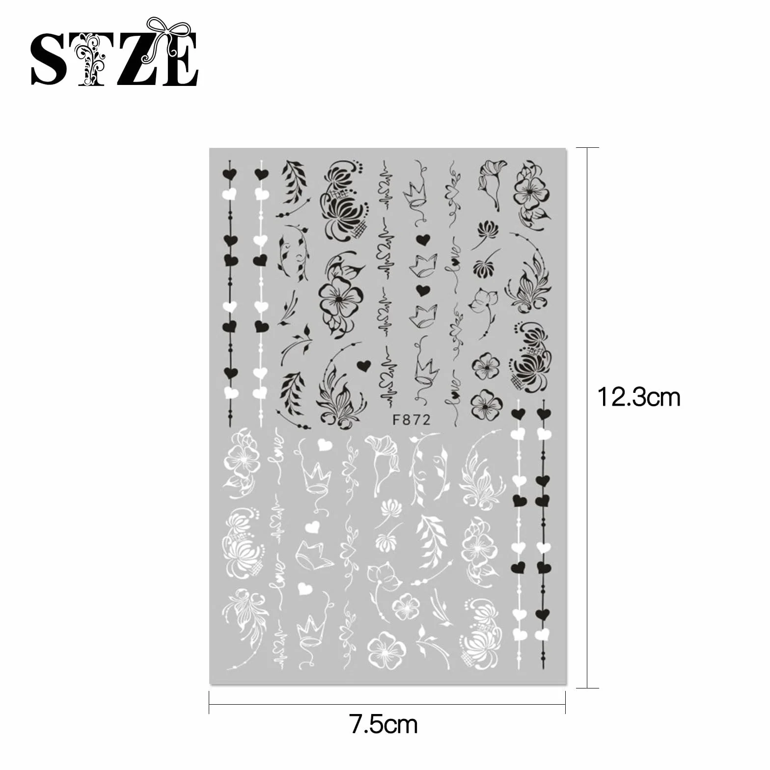 JMEOWIO kwiaty Naklejki na Paznokcie 10 Arkuszy Nail Art Sticker Samoprzylepne Naklejek na Paznokcie Dekoracji Paznokci
