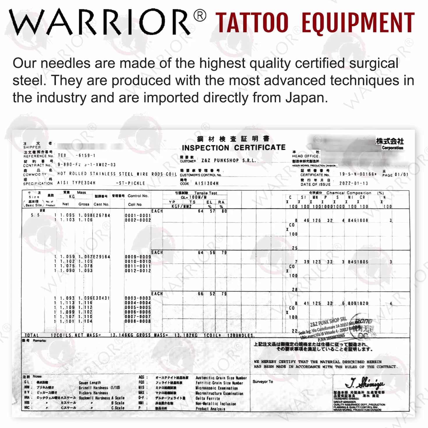 WARRIOR sterylizowane wkłady do igieł do tatuażu duże odcienie wypełniające wkład do igieł do tatuażu BIG Magnum 10 sztuk ze stali chirurgicznej (0.35MM-1245M1)