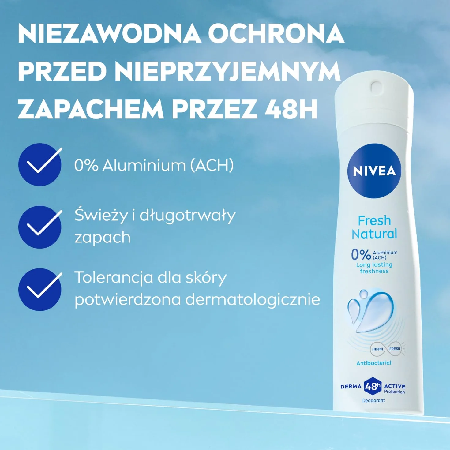NIVEA Fresh Natural 48 H Dezodorant w sprayu dla kobiet 150 ml