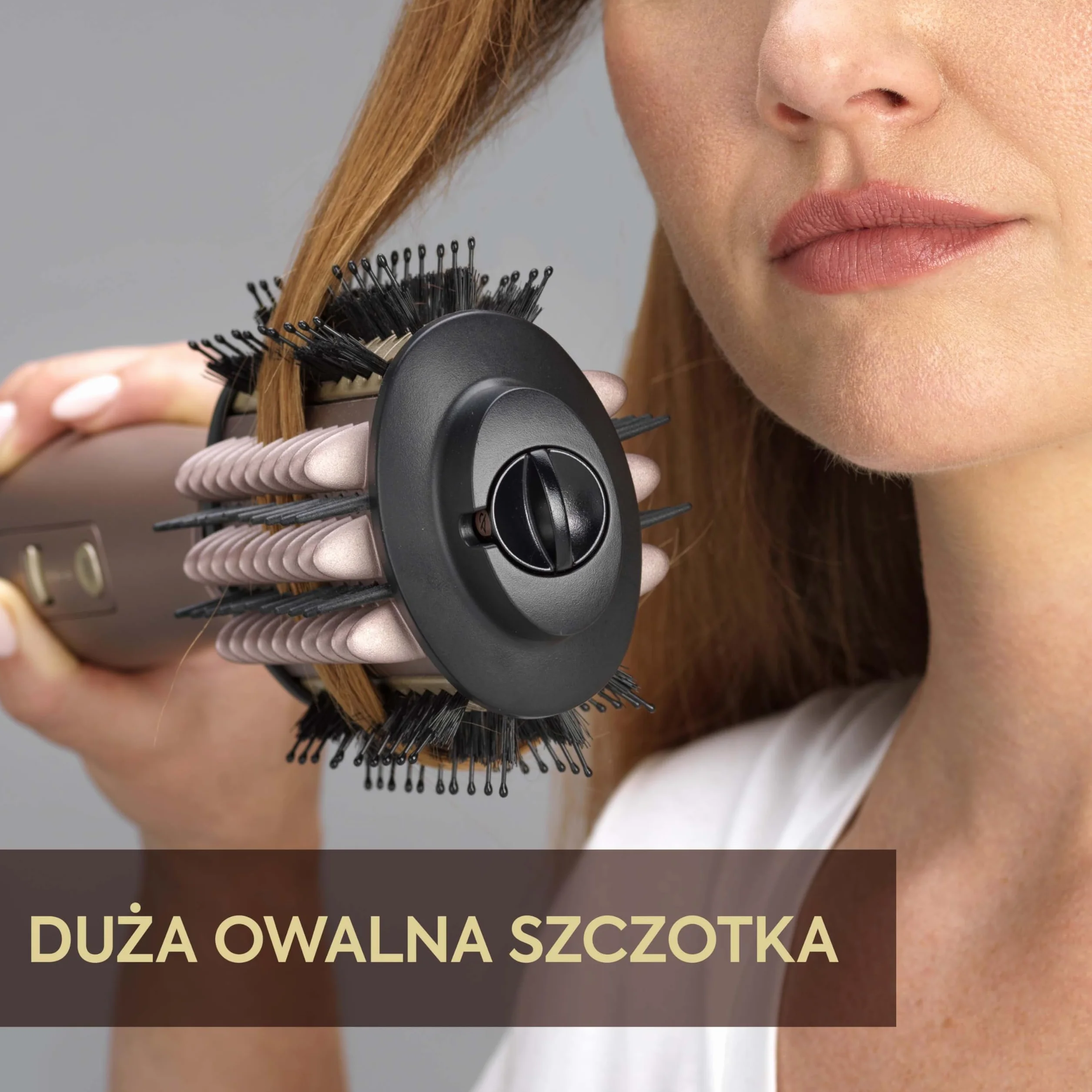 Suszarko lokówka do włosów BaByliss Air Power Volume 2 w 1 - tryby na mokro i na sucho, wygładzająca szczotka do suszenia z 3 ustawieniami temperatury, jonizacja i ceramika, złota, AS95E