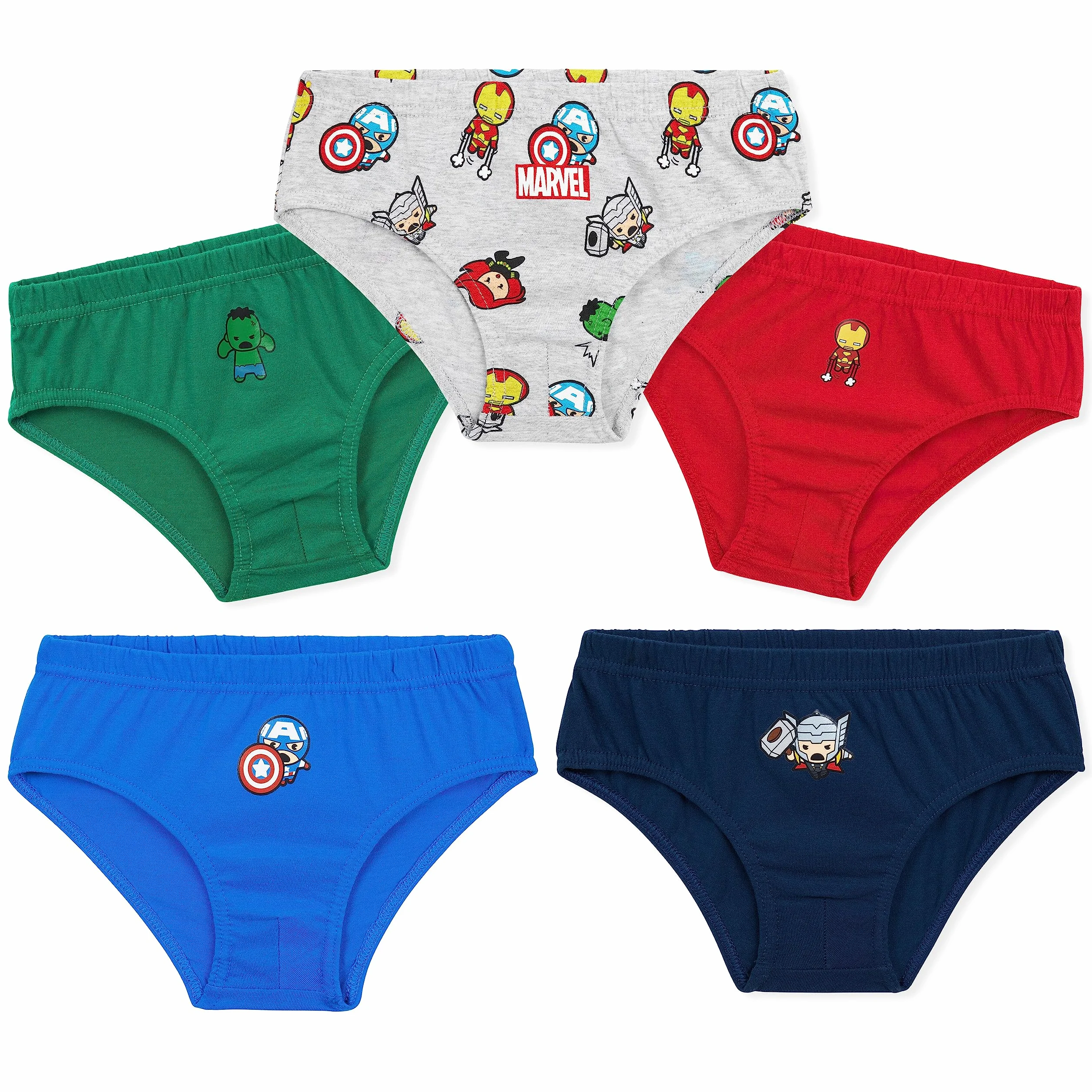 Marvel Spodnie chłopięce Bawełniane majtki 5 pack Avengers Spiderman Superbohater Nastolatki Maluchy Chłopcy Bielizna Miękki Oddychający Hulk Iron Man Captain America Majtki (Multi Avengers, 9-10 Lat)