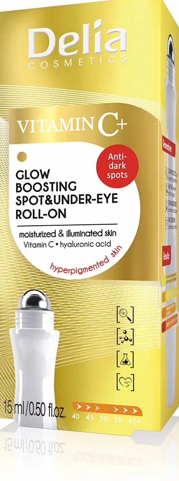Delia Cosmetics Roll On Eye z witaminą C 15 ml kwas hialuronowy przeciw starzeniu