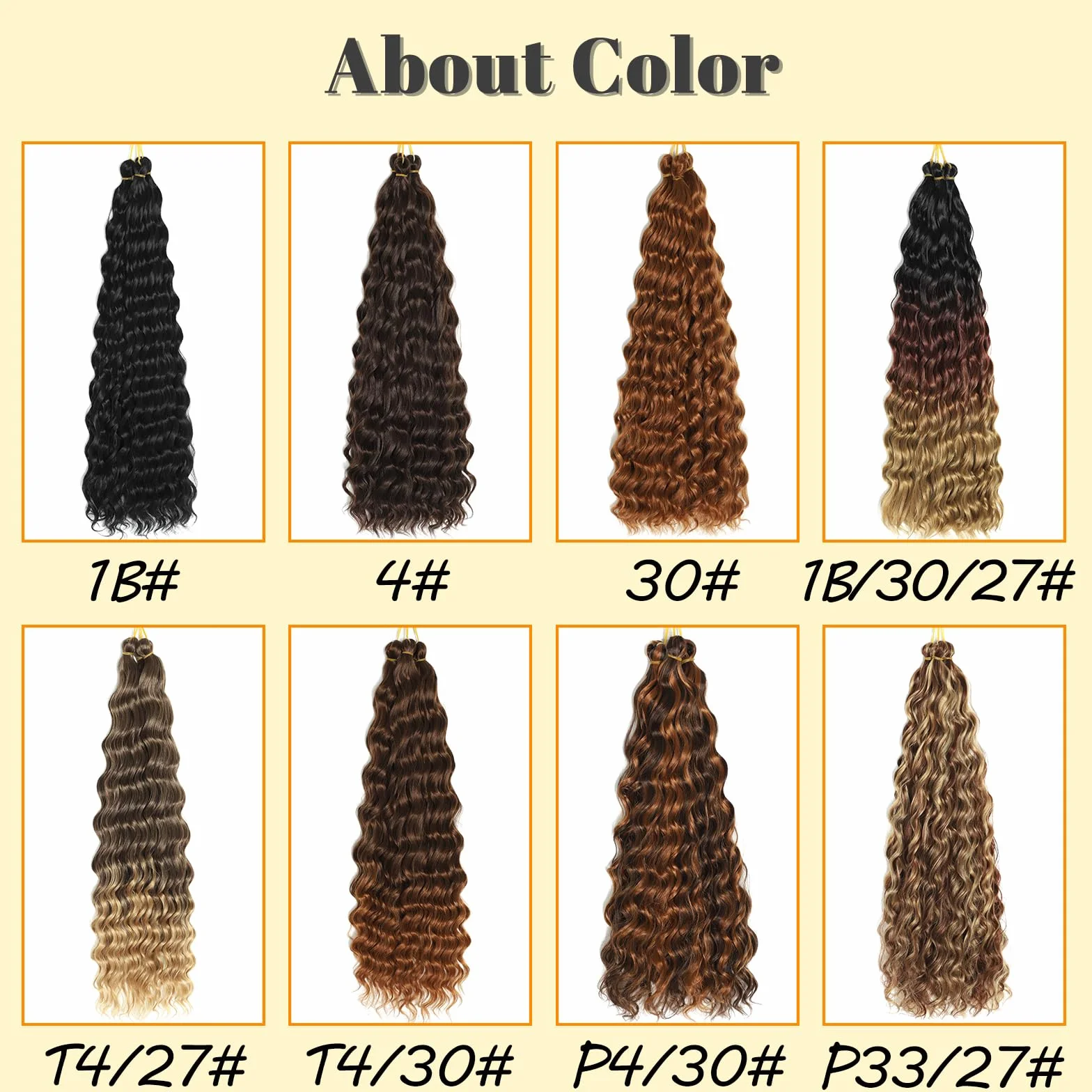 Długie kręcone włosy, Ocean Wave Crochet Hair - miękkie syntetyczne włosy, głębokie fale, skręcane włosy do przedłużania włosów w stylu boho (P4/30#, 45-3T)