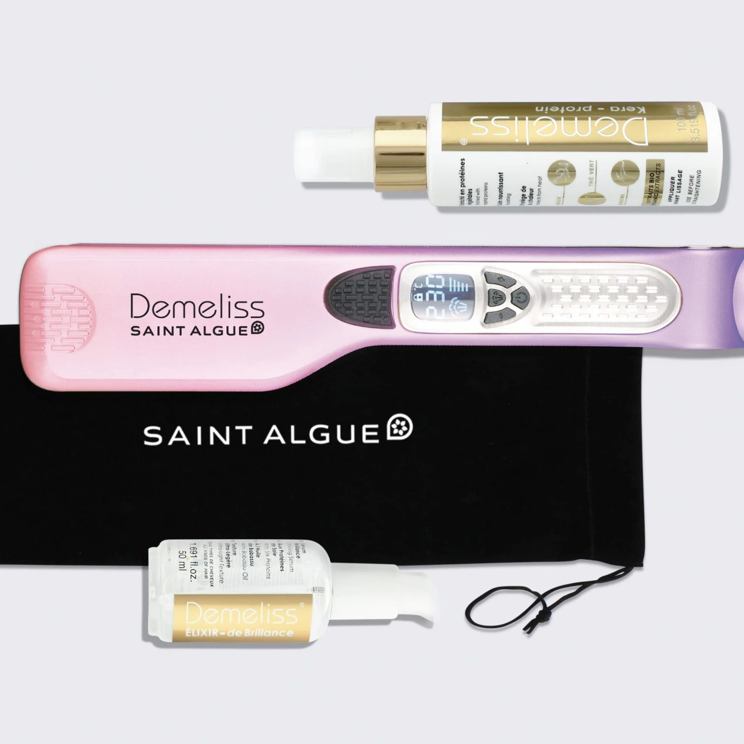 Demeliss SAINT ALGUE - TITANIUM Prostownica parowa - Pływające płytki, powłoka tytanowa - Ultra mocna para - Zintegrowany zbiornik XL 40 ml - Wyjmowany grzebień - Wszystkie rodzaje włosów
