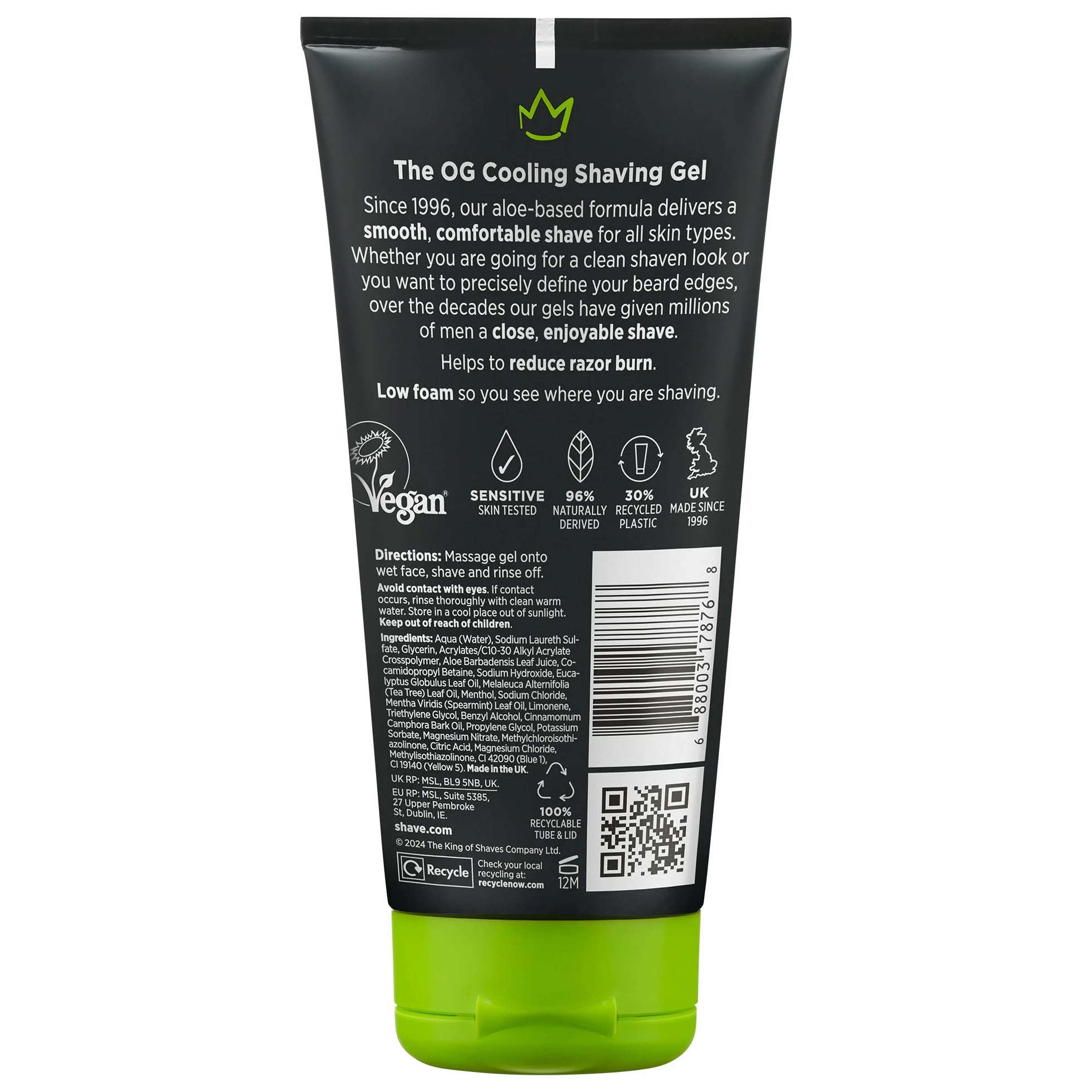 King of Shaves Chłodzący żel do golenia Aloes+drzewo herbaciane 175ml