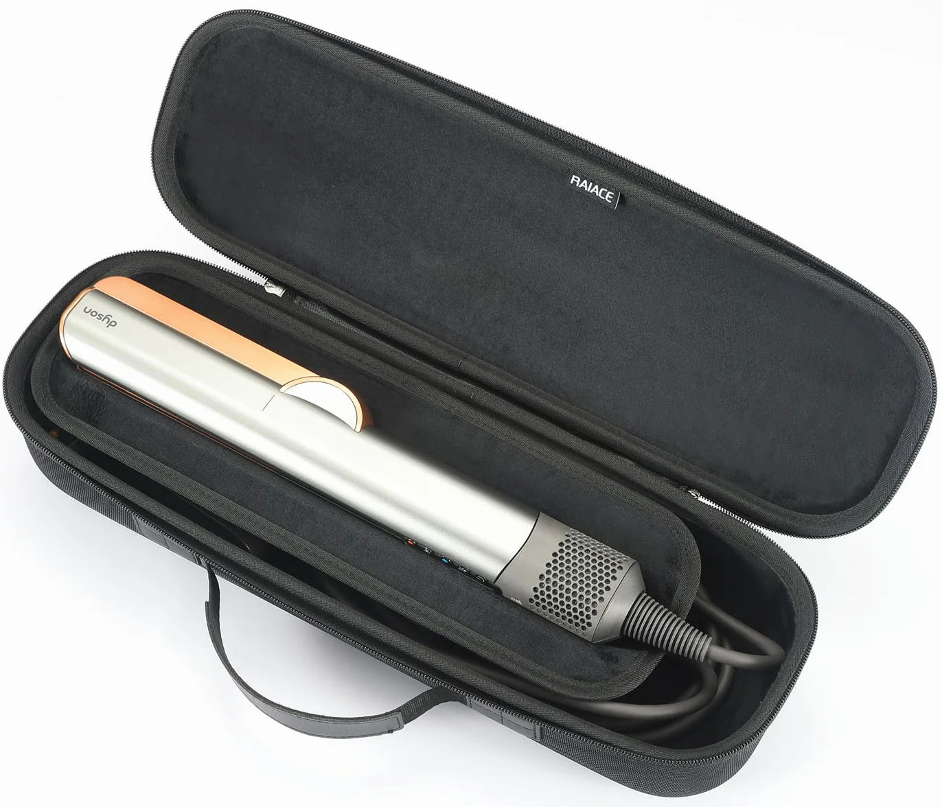 RAIACE Twarde etui kompatybilne z torbą podróżną Dyson Airstrait Plate Bag (Tylko etui), Czarny (czarna podszewka), Elegancki i nowoczesny