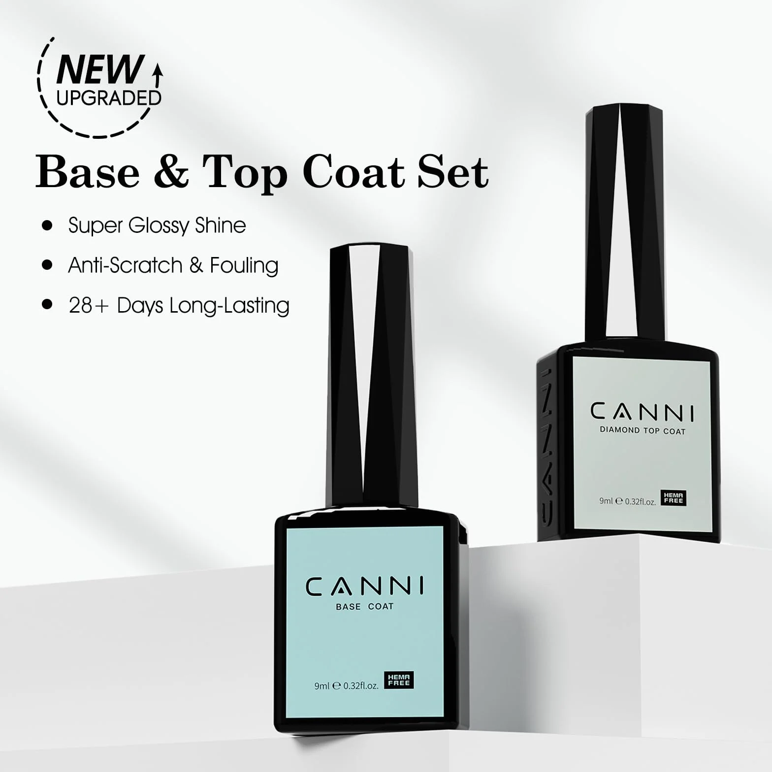CANNI Semi Permanent Top Coat & Base Coat Gel Lakier do Paznokci Zestaw