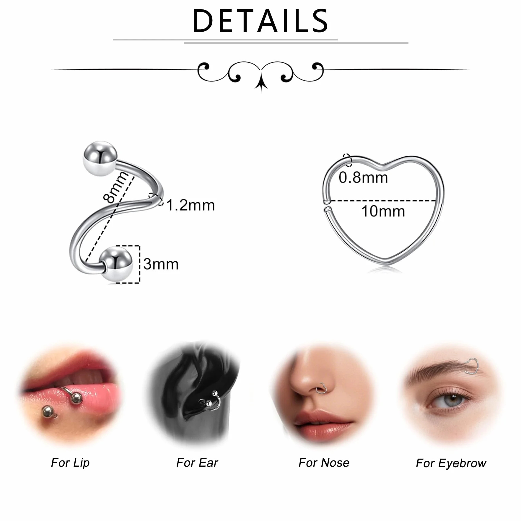 AceFun Profesjonalny zestaw do piercingu 14G 16G 18G 20G igły ze stali nierdzewnej