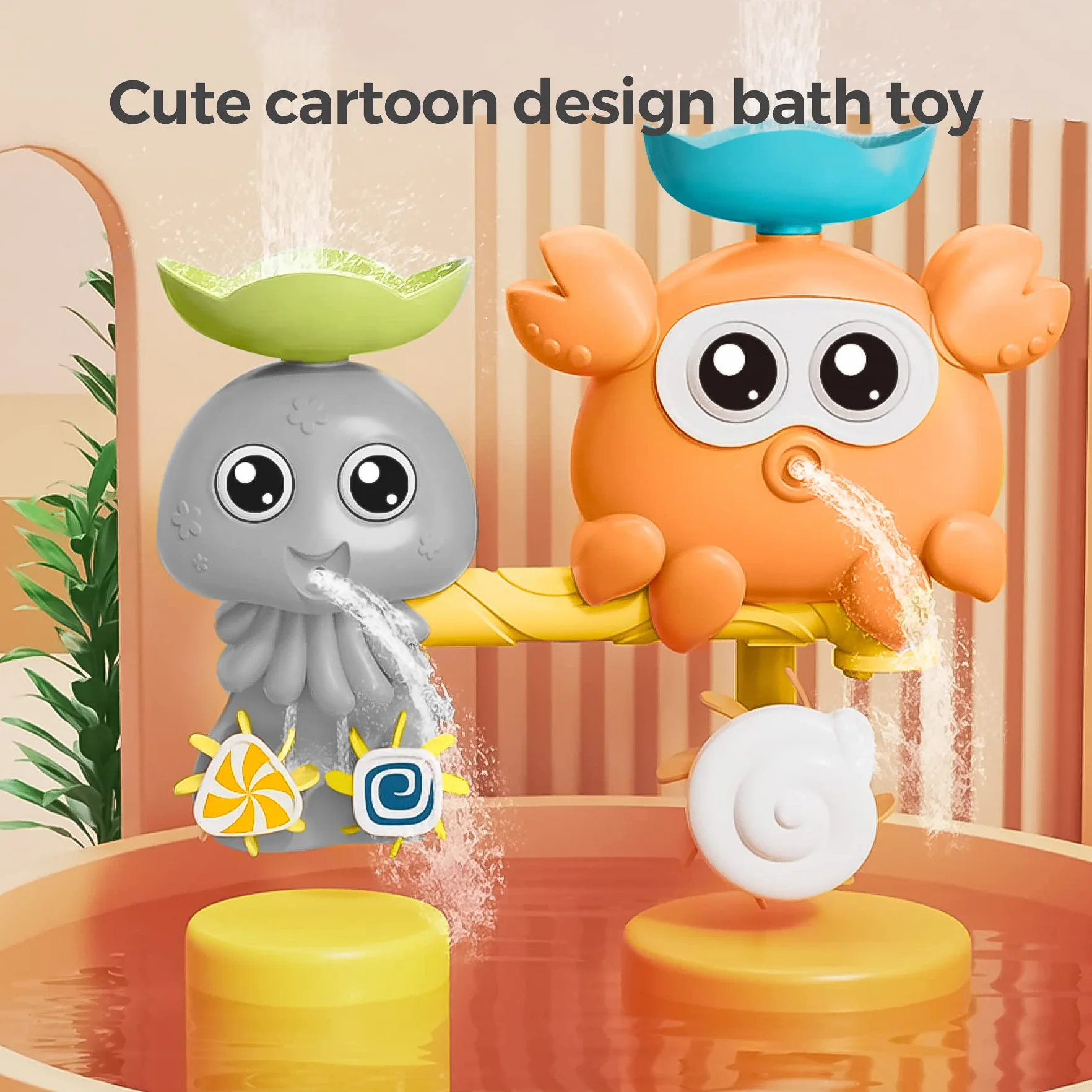 OR OR TU Zabawki do kąpieli dla dzieci , Toddler Kids Zabawka do kąpieli z przyssawkami Zabawka do kąpieli Slide Track, Młyn wodny Obracające się zabawki wodne Baby Bath Shower Swimming Toys