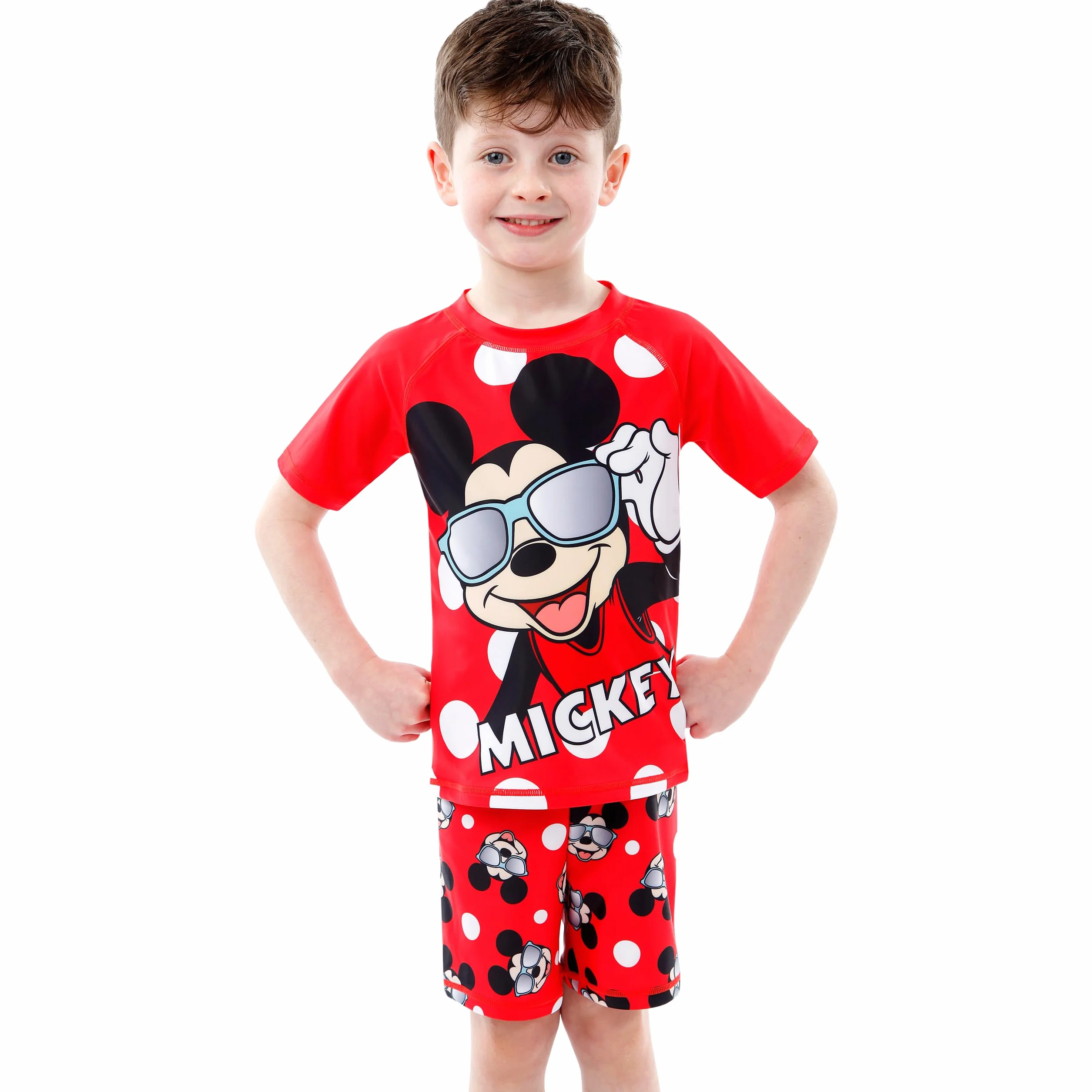 Kostium kąpielowy Disney Mickey Mouse 2 częściowy | Zestaw dla chłopców | Kamizelka ochronna i szorty do pływania dla dzieci