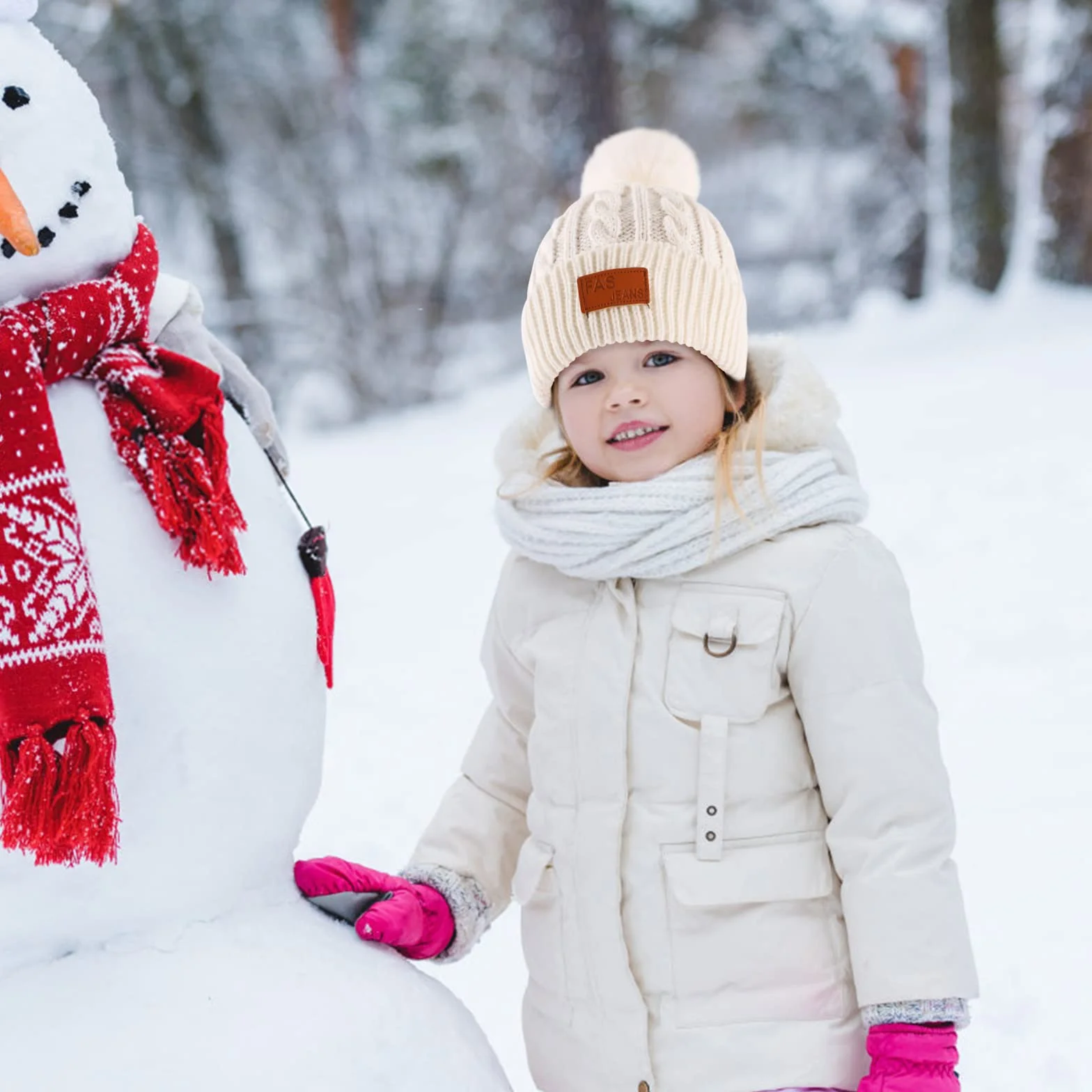 Bekecidi Dziecięca czapka zimowa, szalik, rękawiczki, zestaw ciepła czapka niemowlęca, czapka beanie, czapka z dzianiny, szal typu loop, szal zimowy, zestaw na prezent dla chłopców i dziewczynek w