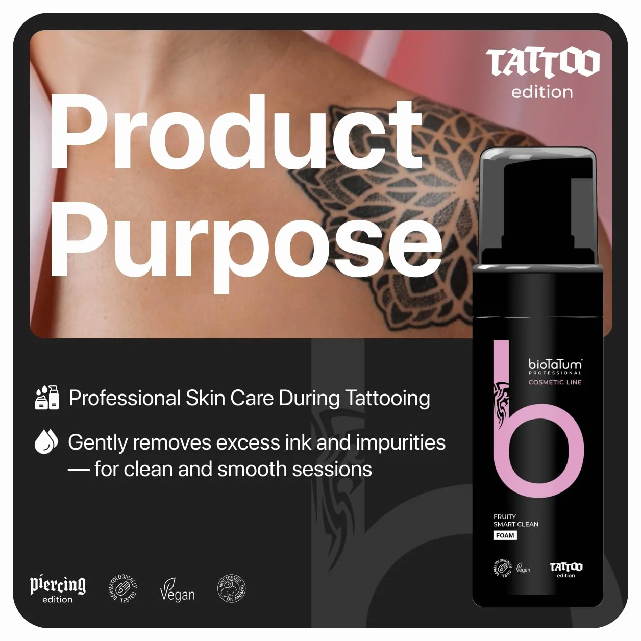 Pianka czyszczenia tatuaży Papaya - Tattoo Aftercare For Skin - Profesjonalne mycie tatuaży - Roztwór do czyszczenia tatuaży w celu uniknięcia kłucia lub podrażnienia skóry