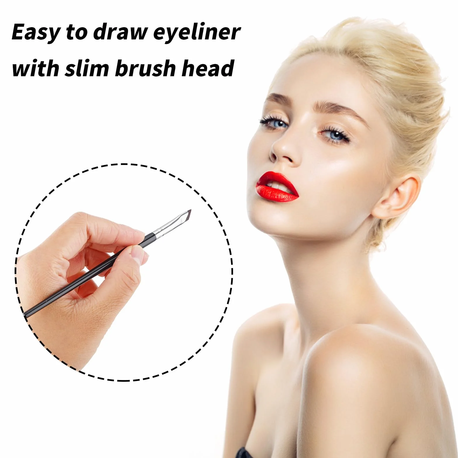 Zestaw pędzli do eyelinera, 3 szt. pędzelków sierpowatych do eyelinera, ultracienkich kątowych pędzli do eyelinera, korektora do brwi, konturówki do oczu, narzędzie kosmetyczne do pudru, żelu, kremu,