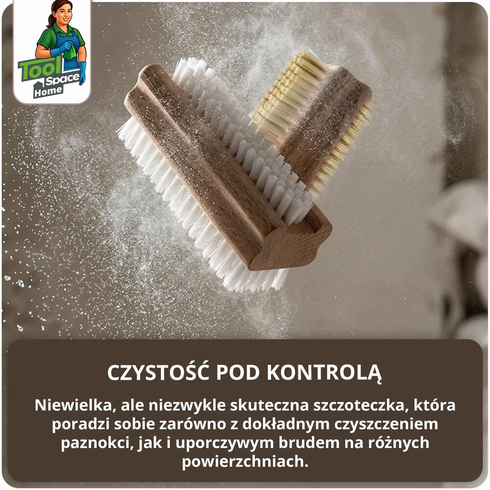 ToolSpace 10x Szczotka do czyszczenia paznokci Drewniana bukowa Agawa Tampico Włosie twarde elastyczne wytrzymałe