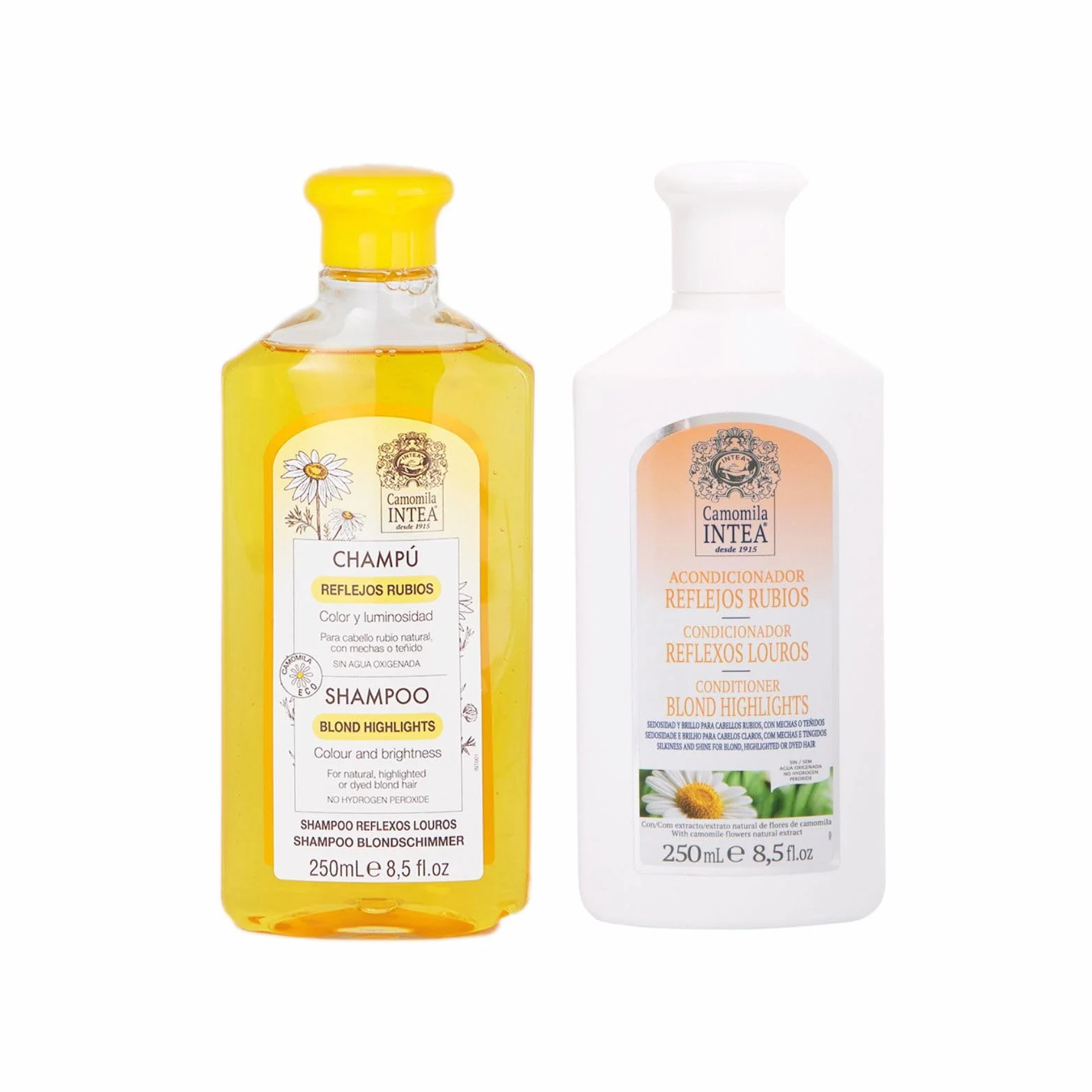 Camomila Intea Blond Refleks szampon do włosów blond 250 ml + odżywka do włosów blond 250 ml, z ekstraktem z kwiatów rumianku