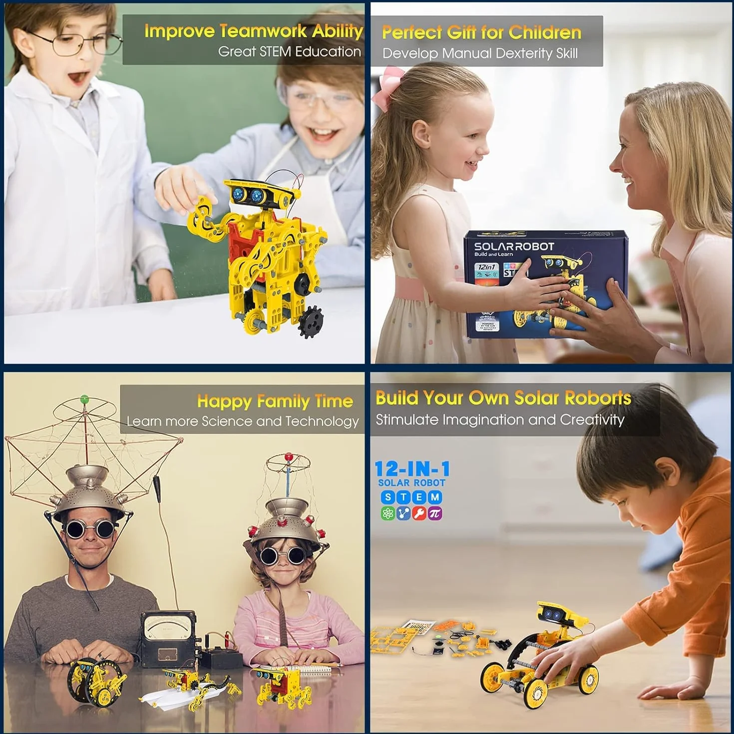OMWay STEM solarny robot 12 w 1, zestawy naukowe dla dzieci w wieku 8 lat, eksperyment budowlany, zestawy robotyki, prezenty świąteczne, prezenty urodzinowe, zabawka dla chłopców i dziewcząt w wieku