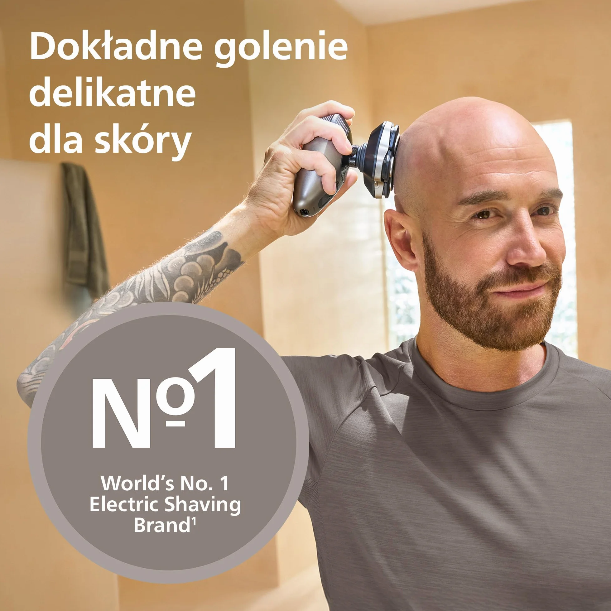 Philips Head Shaver Pro 9000 – golarka do głowy, głowica 360° Flexing Head i ostrza ComfortCut zapewniają dokładne golenie i są delikatne dla skóry, idealny prezent, model HS9980/15