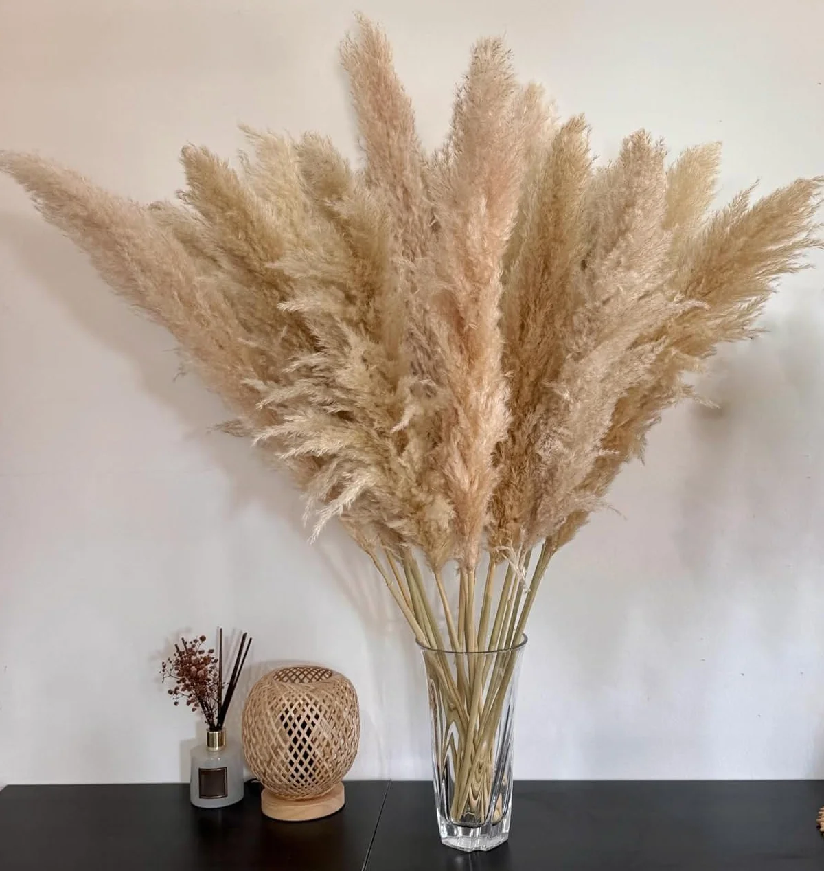 15 sztuk trawy pampy, bukiet naturalnych i puszystych suszonych kwiatów, trawa pampasowa XXL, do dekoracji wnętrz boho, dekoracja ścienna, stół, wesele, sypialnia (100 cm)