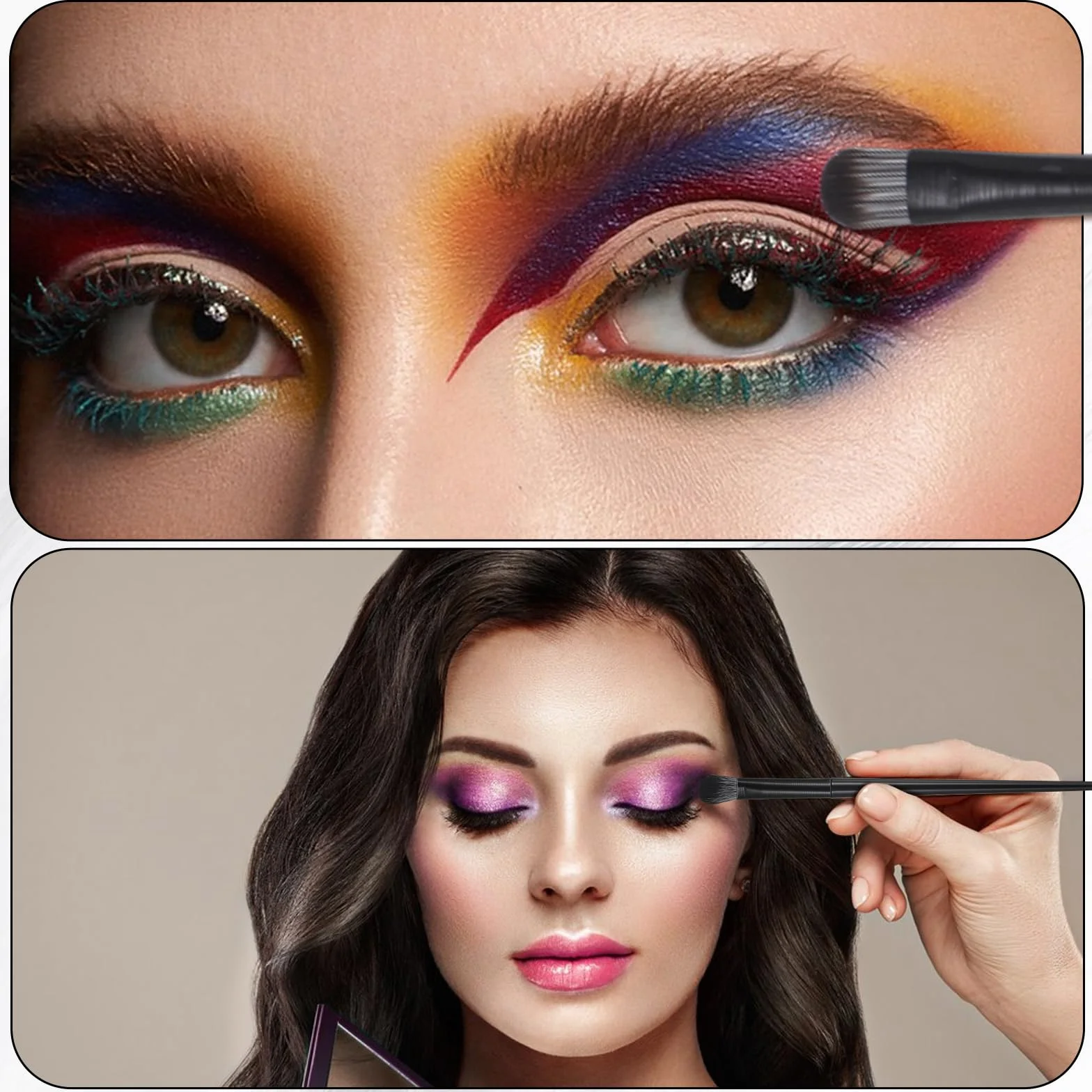 YUXIANLB 10-częściowy zestaw z pędzelkami do eyelinera, oczu, eyelinerem, aplikatorem, narzędziem do eyelinera, skrzydełka, narzędzie do precyzyjnego zakrzywienia, płaski, ultracienki pędzel z