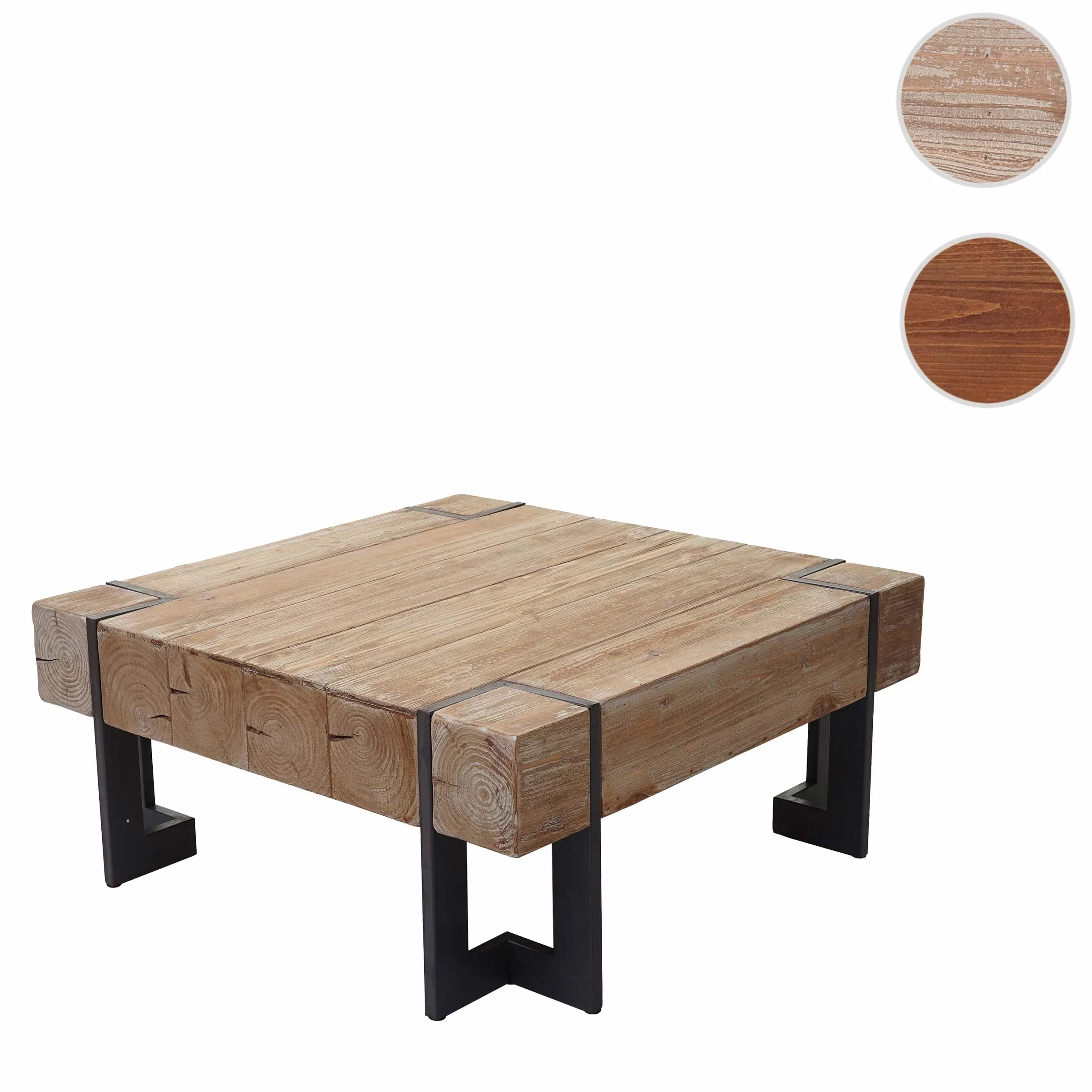 Mendler Stolik kawowy HWC-A15AM, stół do salonu, jodła lite drewno rustykalne, certyfikat FSC – kolor naturalny 70 x 70 cm