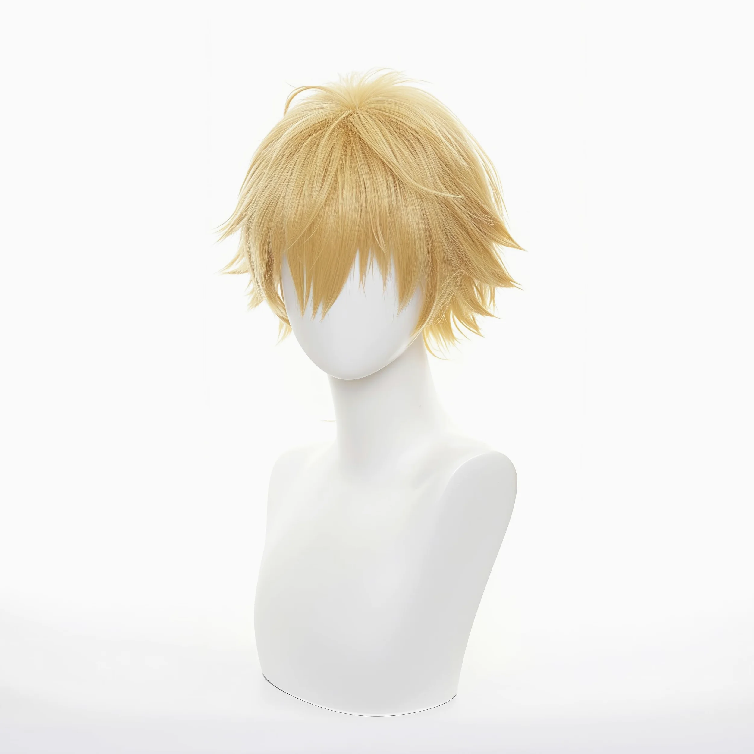 Krótkie złote sztuczne włosy Anime Cosplay peruka