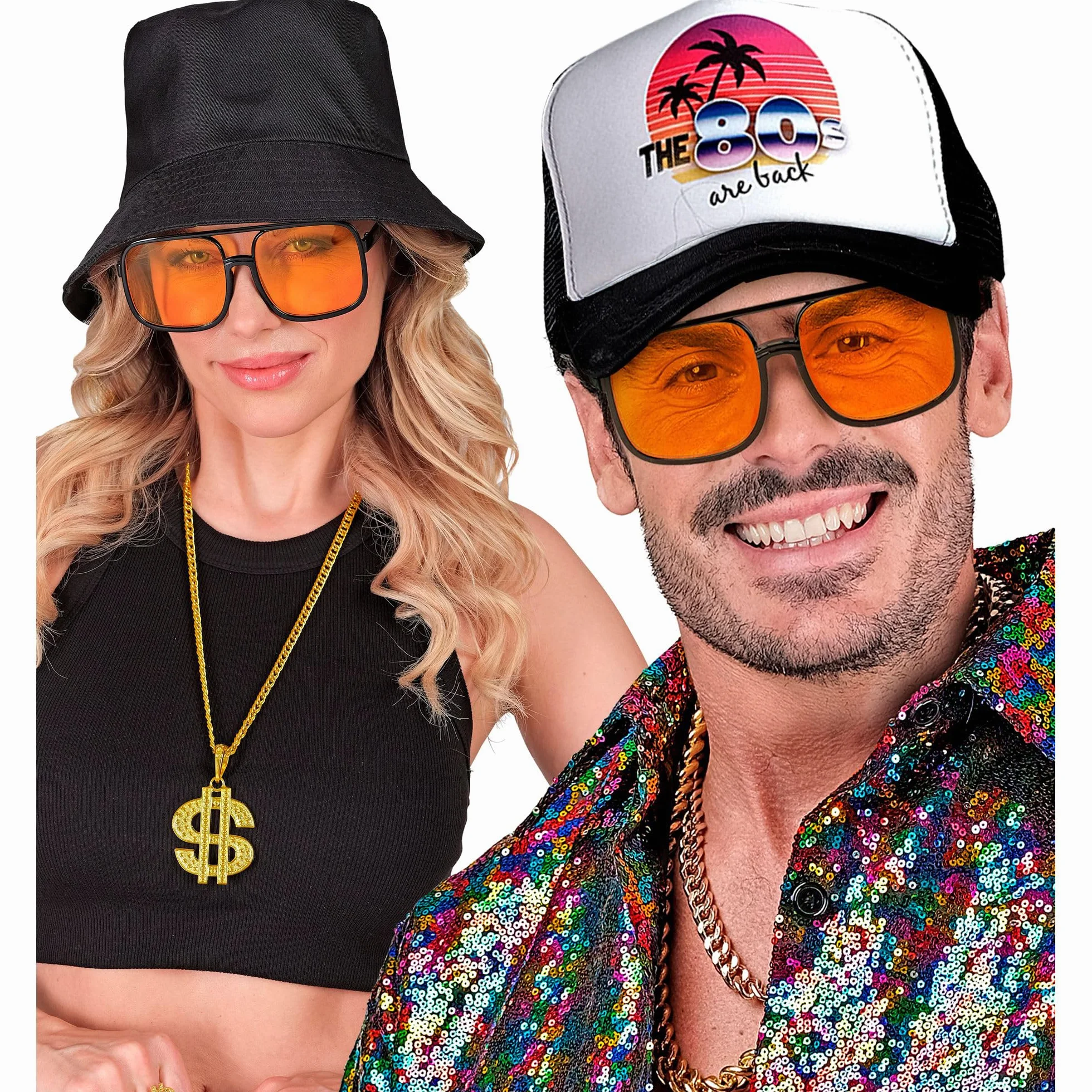W WIDMANN MILANO Party Fashion - Okulary hip-hopowe z lat 90-tych, dodatek do kostiumów fantazyjnych