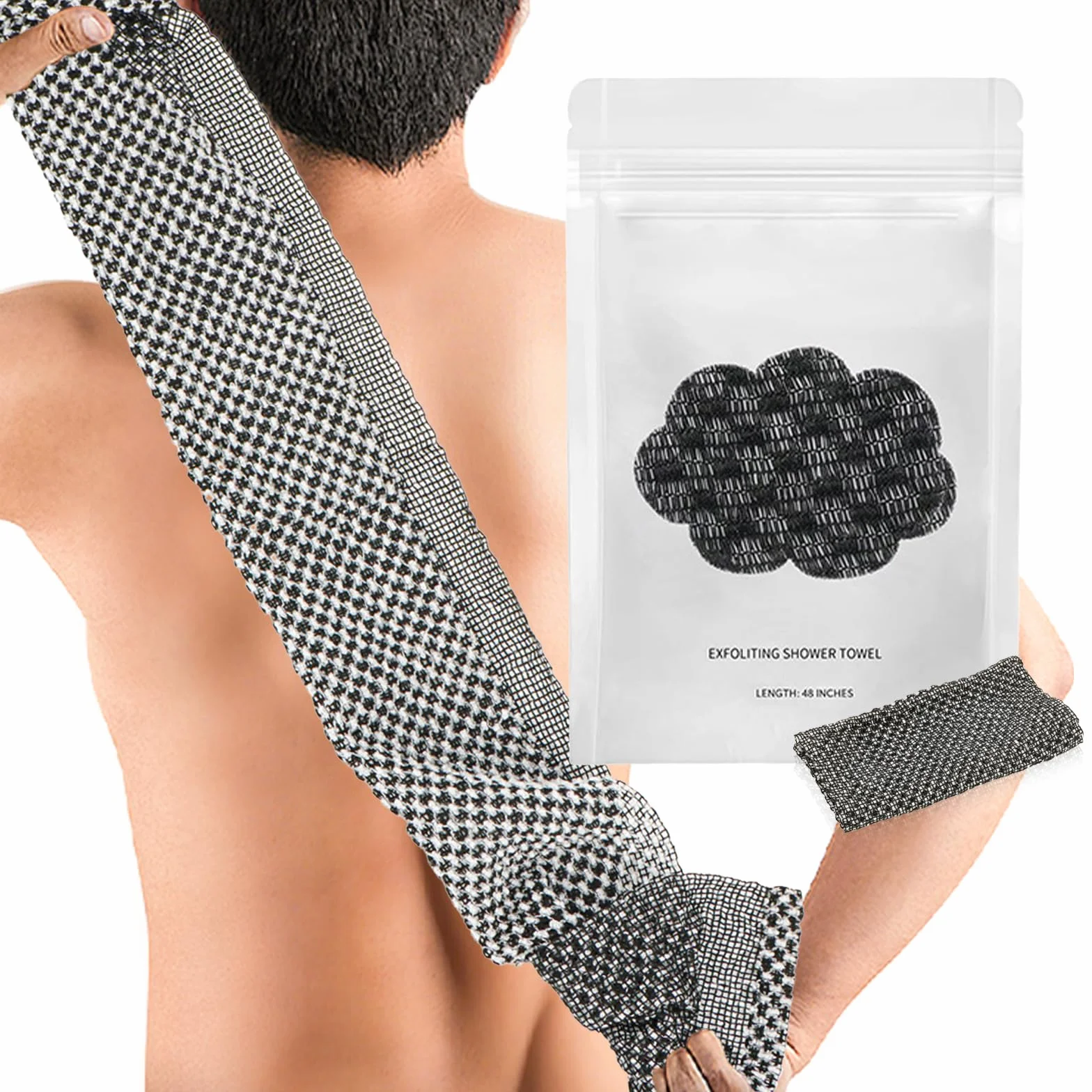 blissal złuszczający się ręcznik pod prysznic, antybakteryjny, peeling, ręcznik pod prysznic, 47" do ciała peeling, gąbka do mycia ciała dla mężczyzn i kobiet