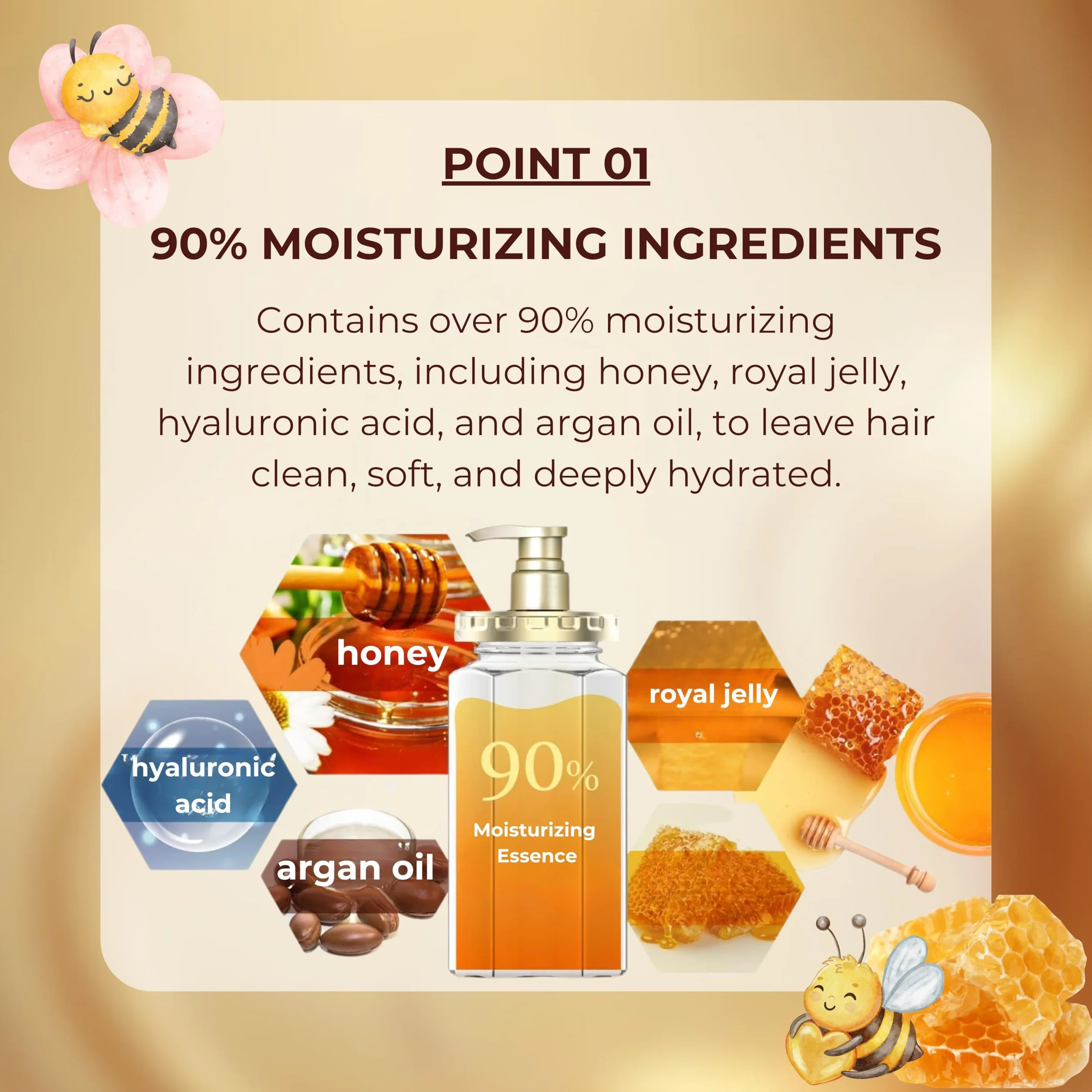 &honey Szampon do włosów Deep Moist Step1.0 (Mocne mycie) 440ml - zapach piwonii i miodu (Zestaw Zielona Herbata)