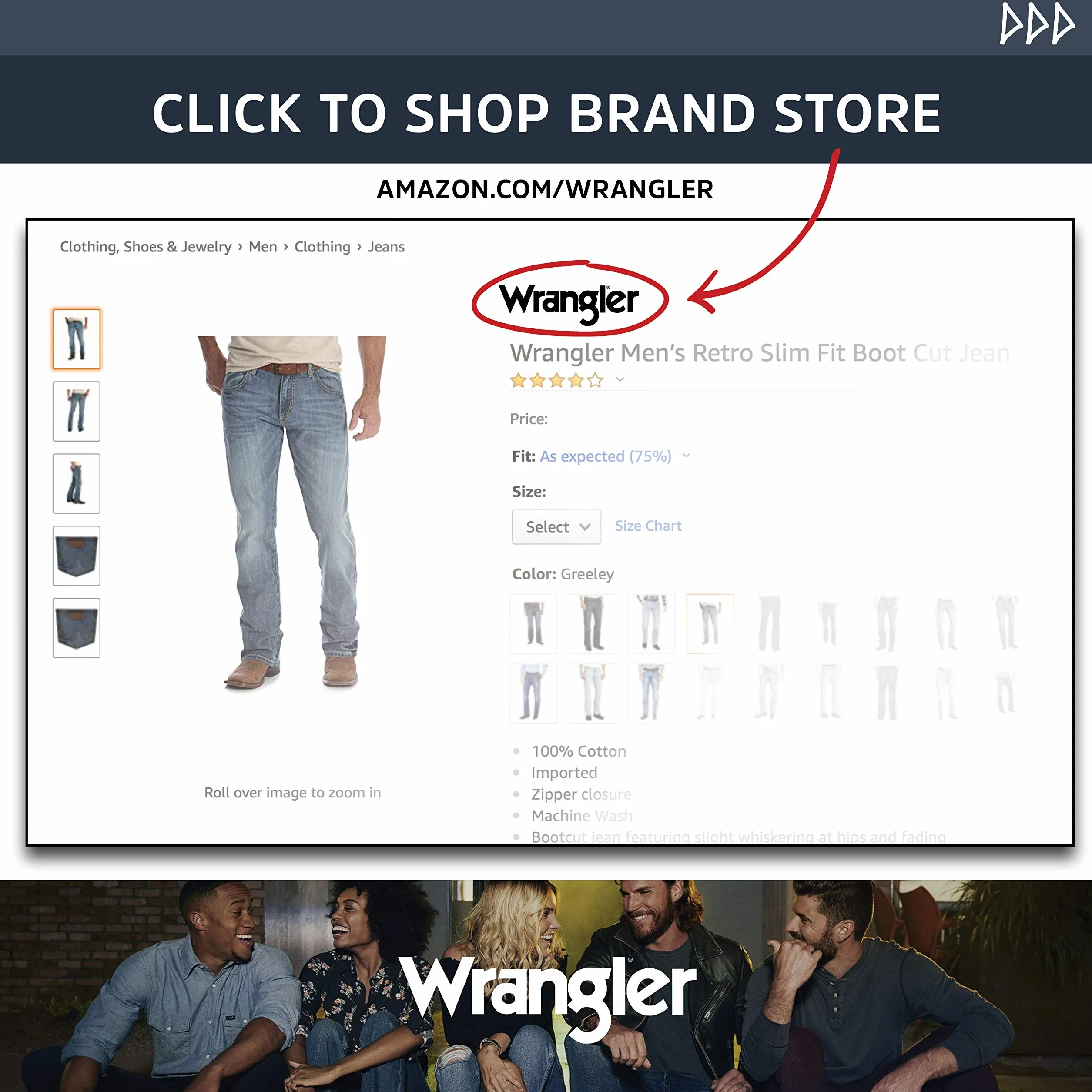 Wrangler 13mwz - Dżins Mężczyźni